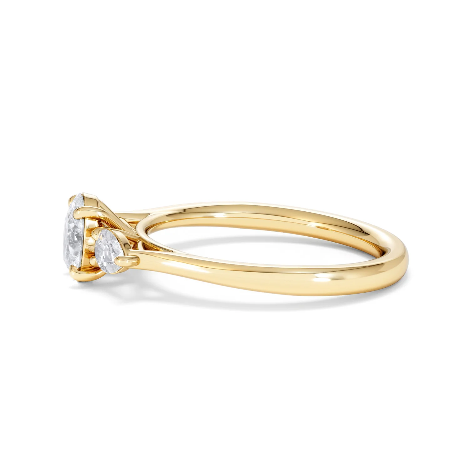 Evoke 3 Stone Oval Cut Lab Diamond Ring 0.50ct in 9K Yellow Gold - Image 70