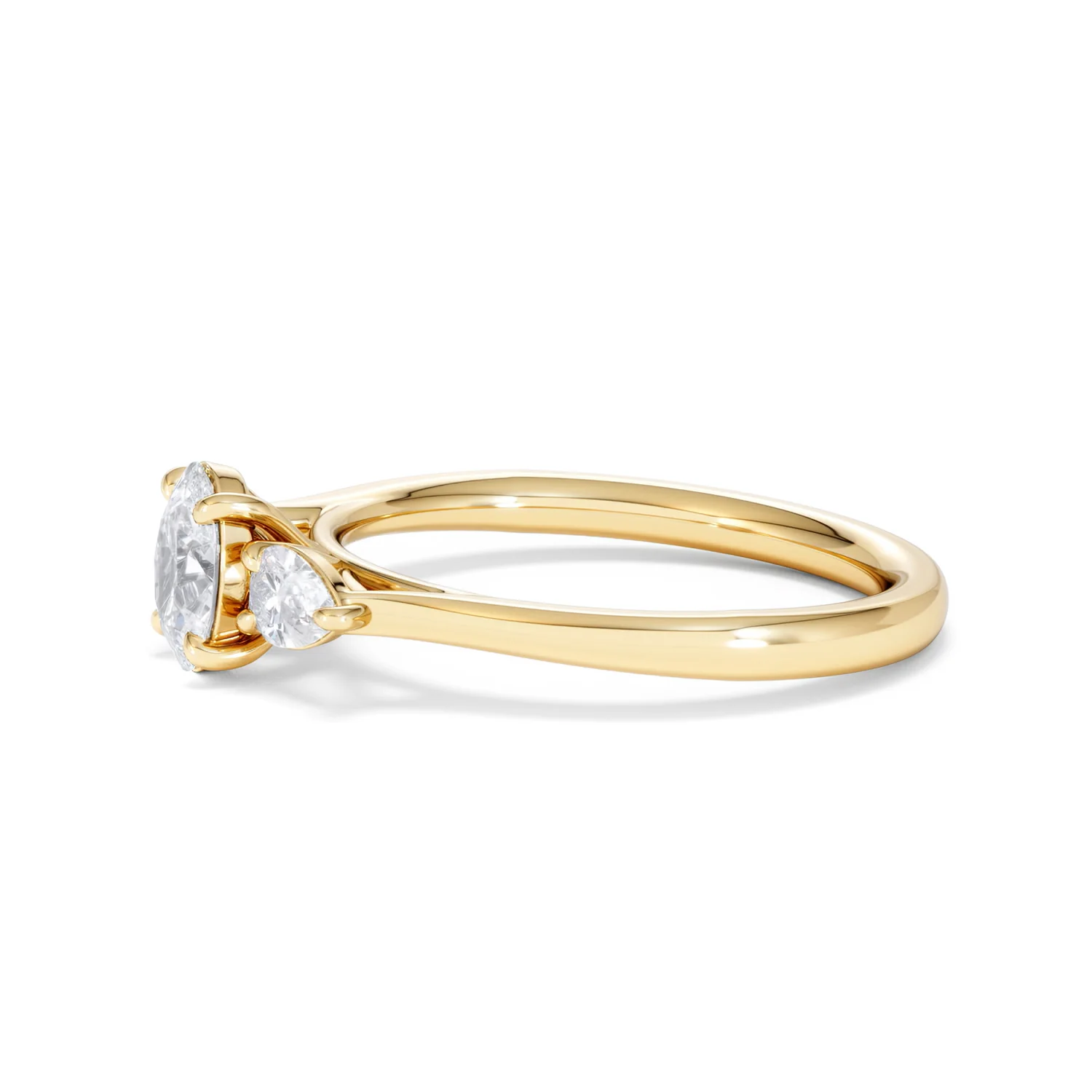 Evoke 3 Stone Oval Cut Lab Diamond Ring 0.50ct in 9K Yellow Gold - Image 72