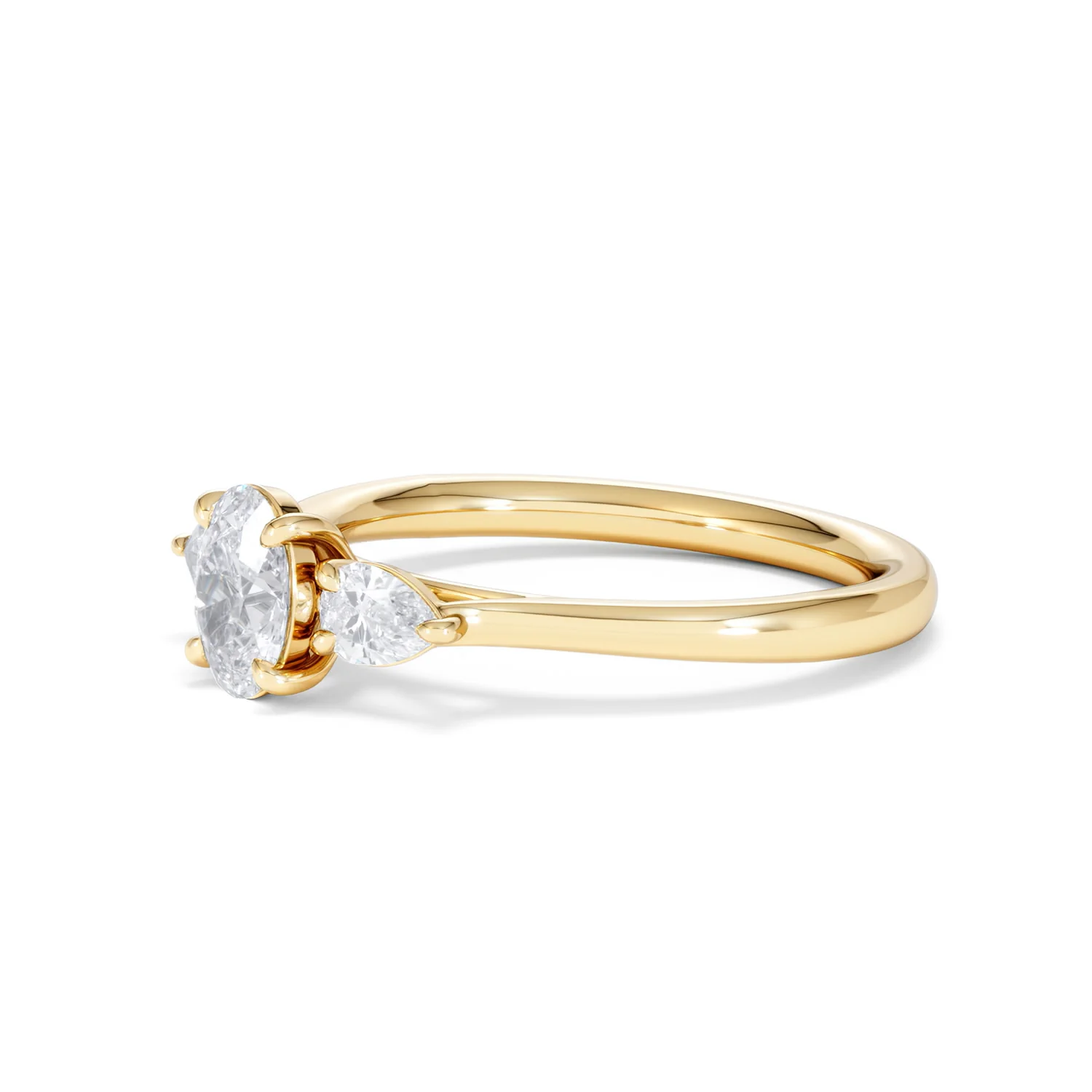 Evoke 3 Stone Oval Cut Lab Diamond Ring 0.50ct in 9K Yellow Gold - Image 76