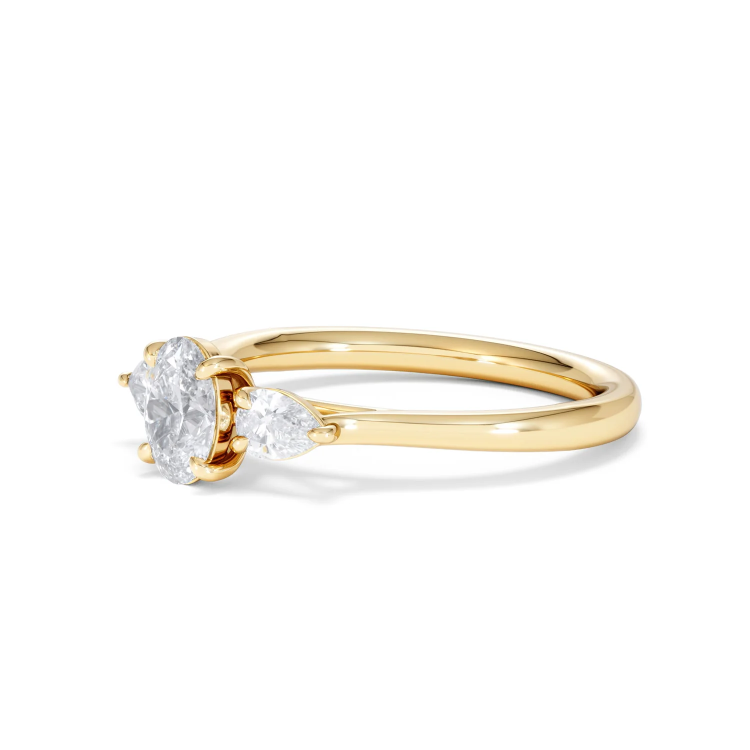 Evoke 3 Stone Oval Cut Lab Diamond Ring 0.50ct in 9K Yellow Gold - Image 77
