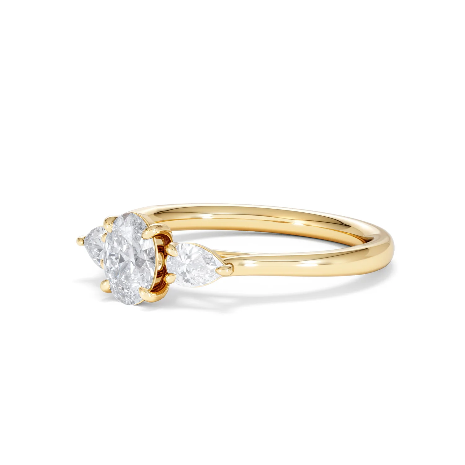 Evoke 3 Stone Oval Cut Lab Diamond Ring 0.50ct in 9K Yellow Gold - Image 79