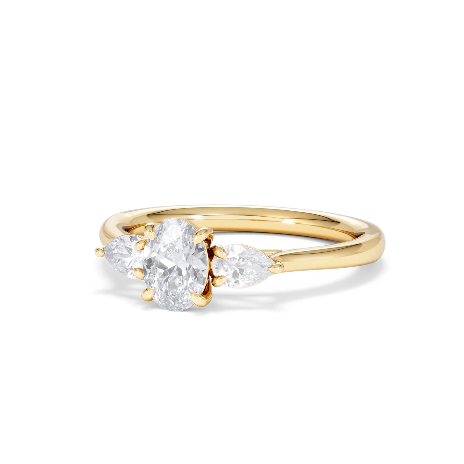 Evoke 3 Stone Oval Cut Lab Diamond Ring 0.50ct in 9K Yellow Gold - Image 83