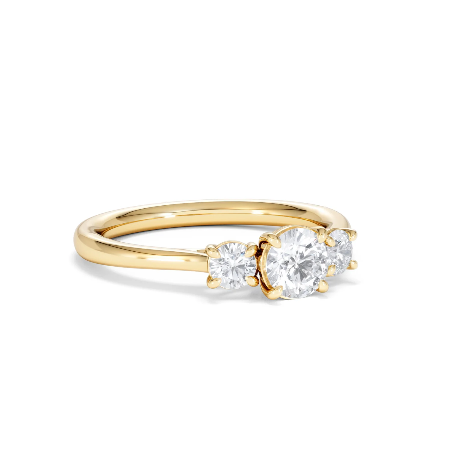 Evoke 3 Stone Round Cut Lab Diamond Ring 0.50ct in 18K Gold Vermeil - Image 14