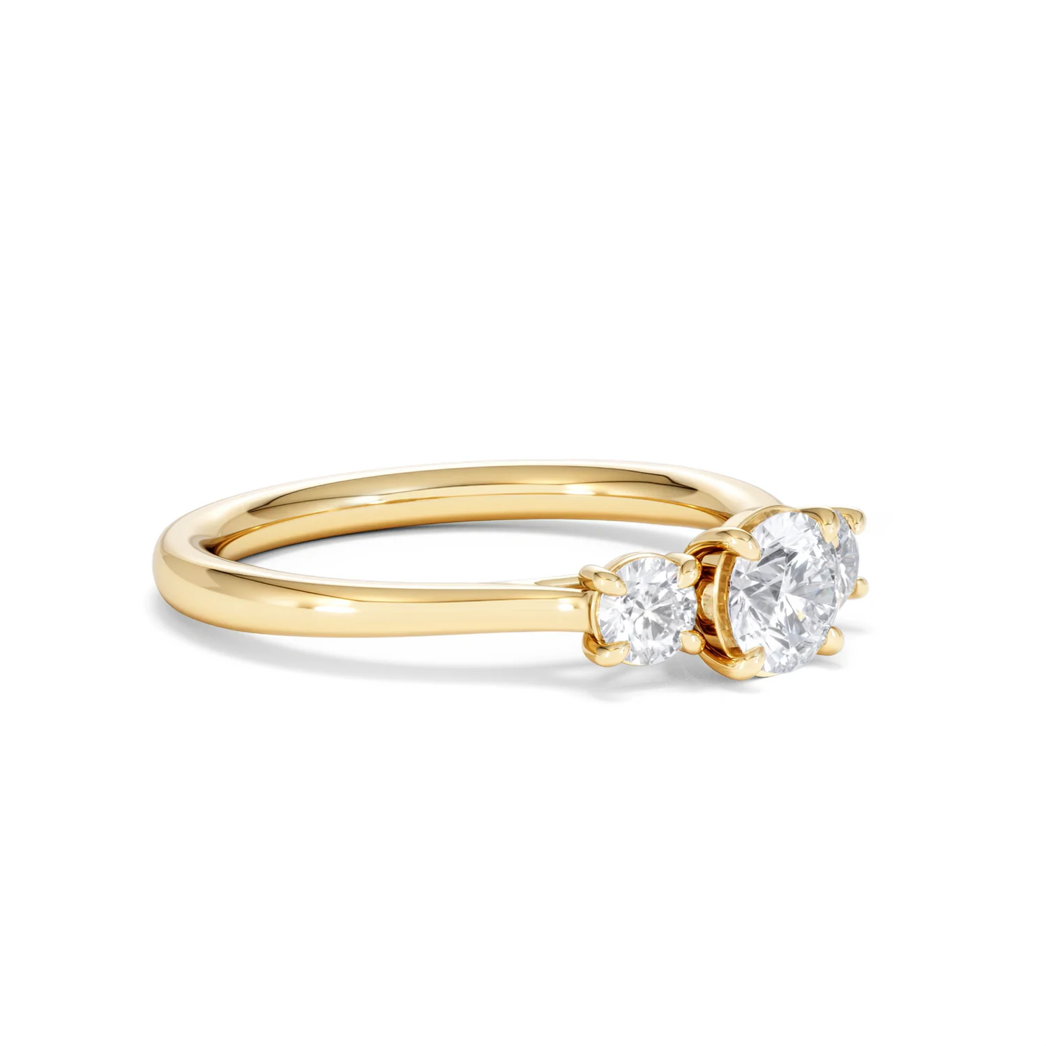 Evoke 3 Stone Round Cut Lab Diamond Ring 0.50ct in 18K Gold Vermeil - Image 18