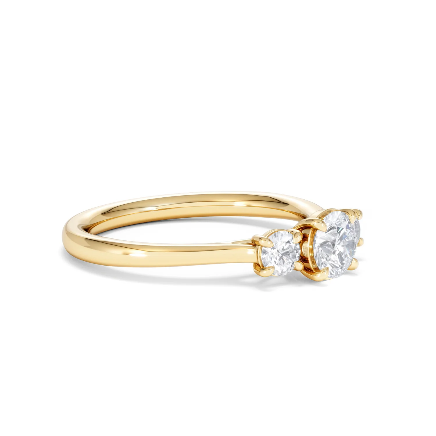 Evoke 3 Stone Round Cut Lab Diamond Ring 0.50ct in 18K Gold Vermeil - Image 19