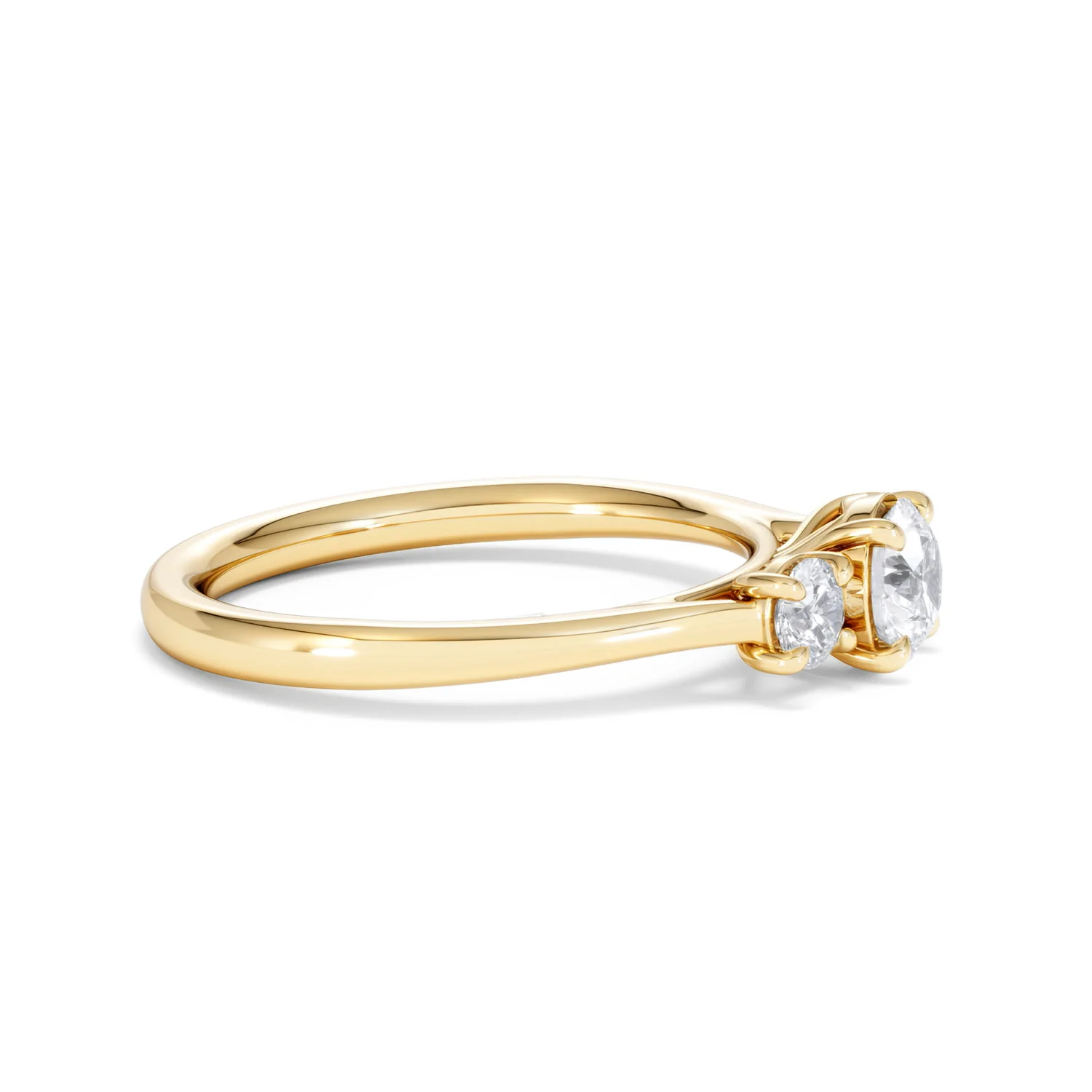 Evoke 3 Stone Round Cut Lab Diamond Ring 0.50ct in 18K Gold Vermeil - Image 24