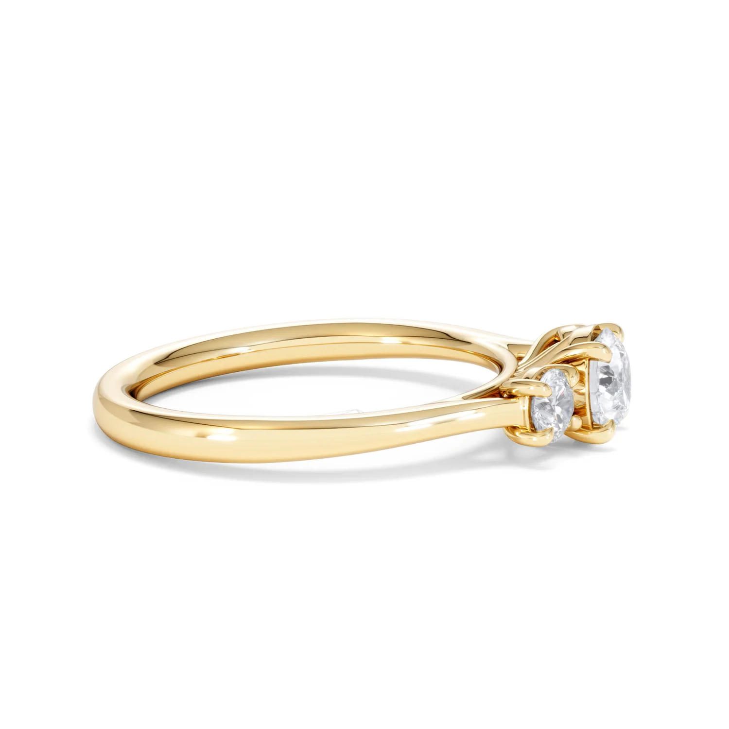 Evoke 3 Stone Round Cut Lab Diamond Ring 0.50ct in 18K Gold Vermeil - Image 25