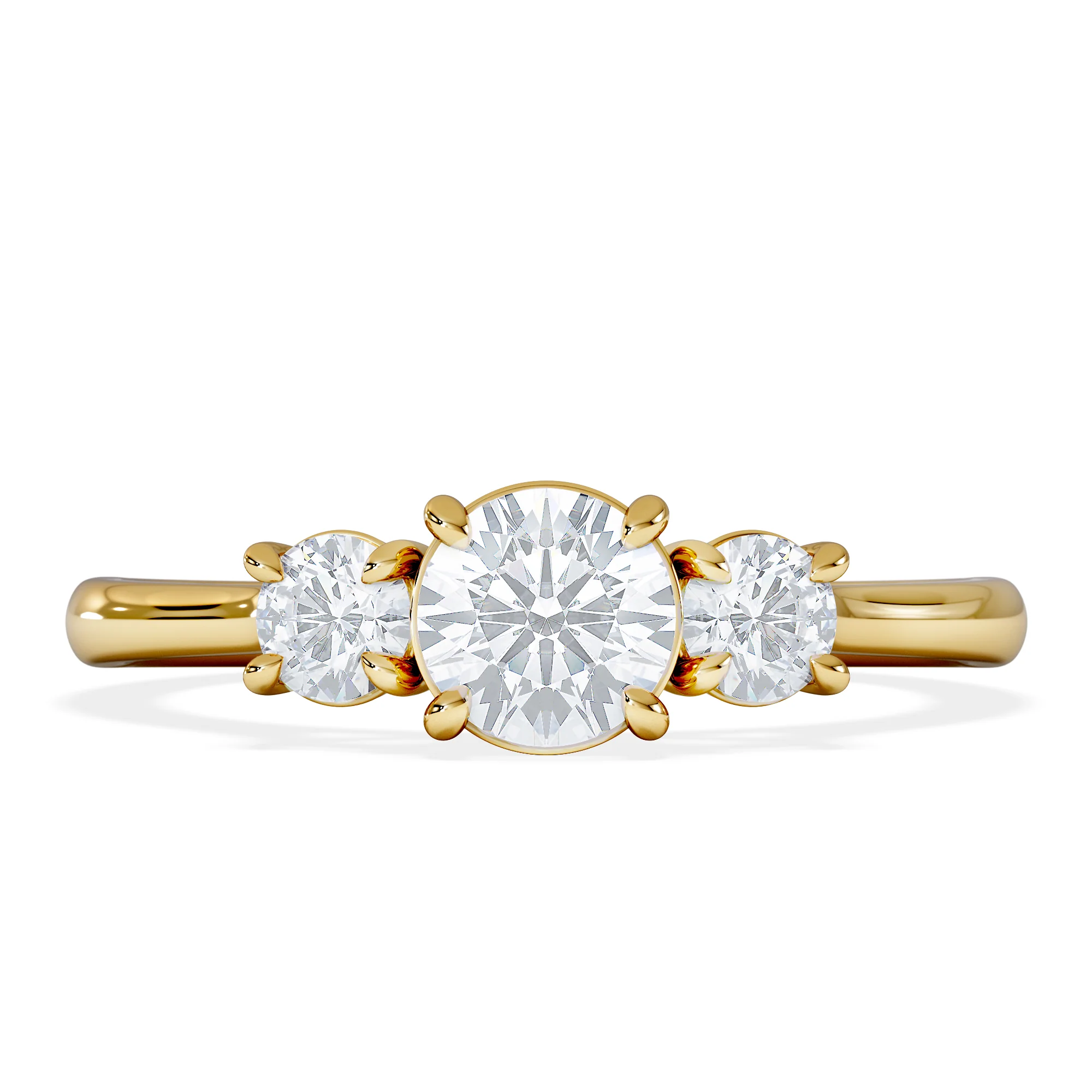 Evoke 3 Stone Round Cut Lab Diamond Ring 0.50ct in 18K Gold Vermeil - Image 6