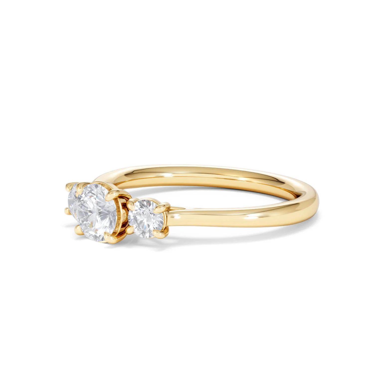 Evoke 3 Stone Round Cut Lab Diamond Ring 0.50ct in 18K Gold Vermeil - Image 78