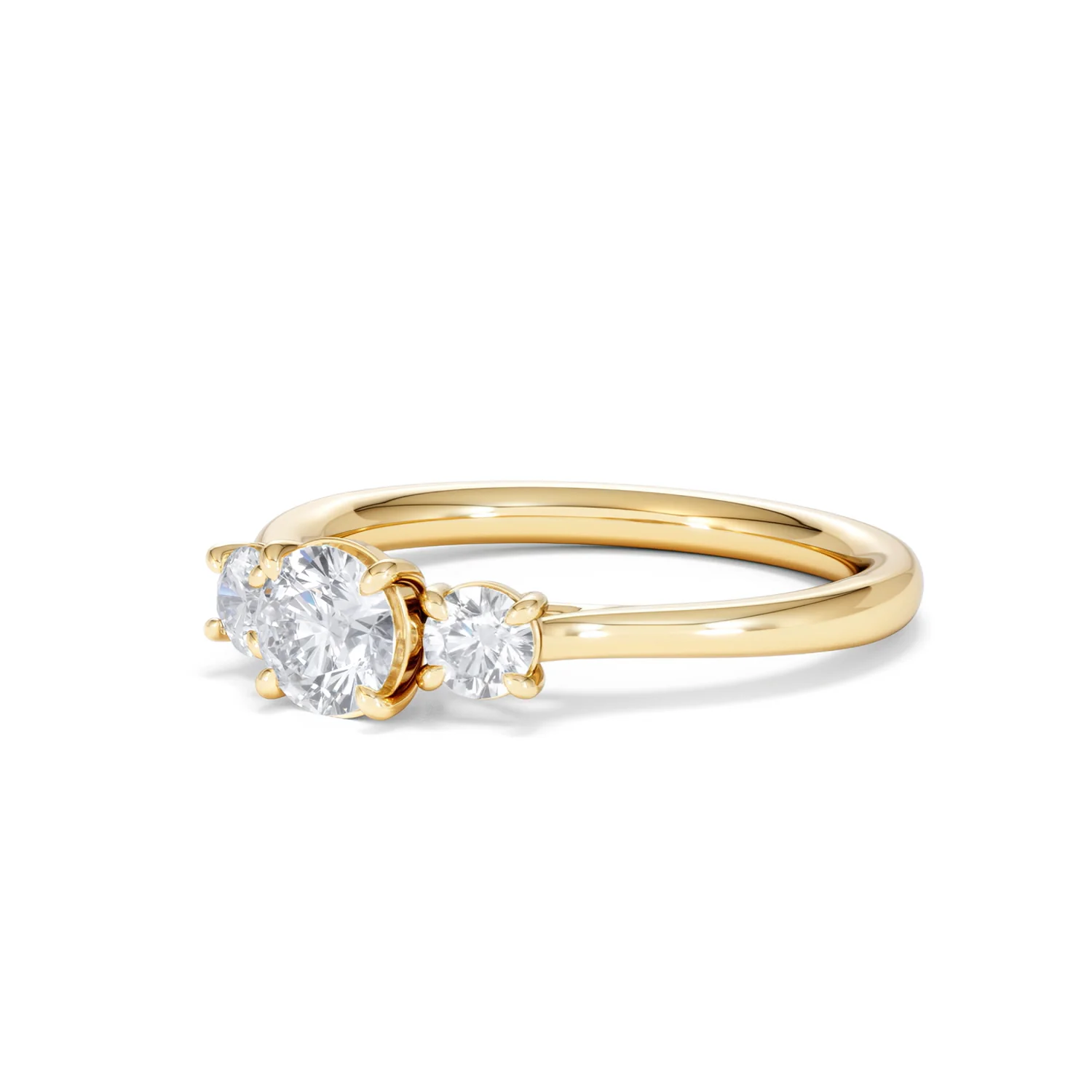 Evoke 3 Stone Round Cut Lab Diamond Ring 0.50ct in 18K Gold Vermeil - Image 80