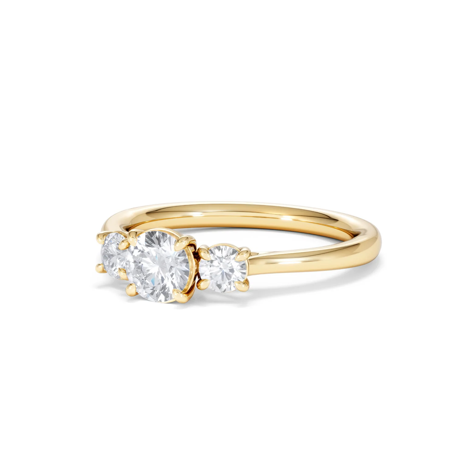 Evoke 3 Stone Round Cut Lab Diamond Ring 0.50ct in 18K Gold Vermeil - Image 82