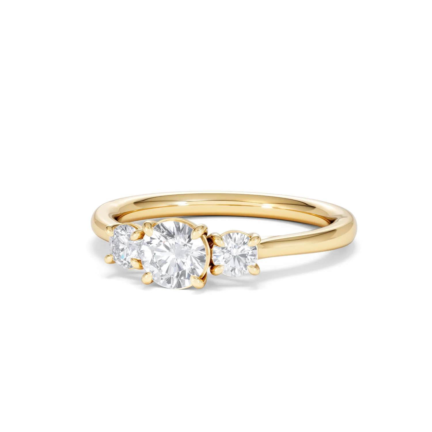 Evoke 3 Stone Round Cut Lab Diamond Ring 0.50ct in 18K Gold Vermeil - Image 84