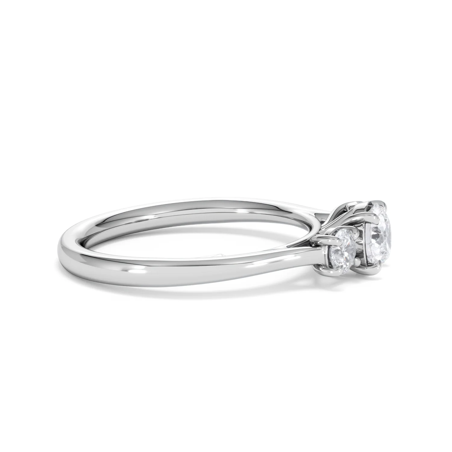 Evoke 3 Stone Round Cut Lab Diamond Ring 0.50ct in 925 Silver - Image 25