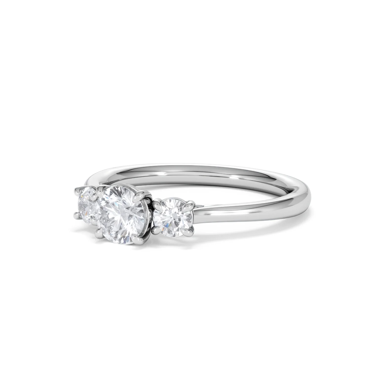 Evoke 3 Stone Round Cut Lab Diamond Ring 0.50ct in 925 Silver - Image 81
