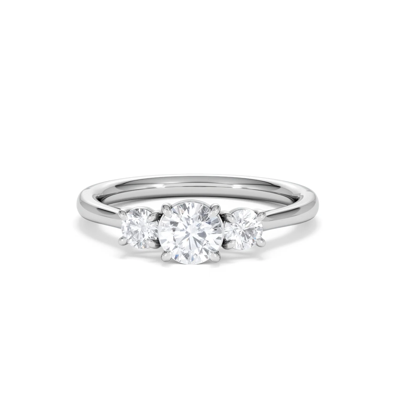 Evoke 3 Stone Round Cut Lab Diamond Ring 0.50ct in 925 Silver - Image 87
