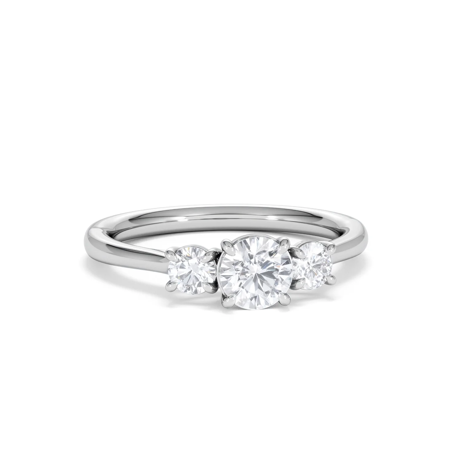 Evoke 3 Stone Round Cut Lab Diamond Ring 0.50ct in 9K White Gold - Image 10