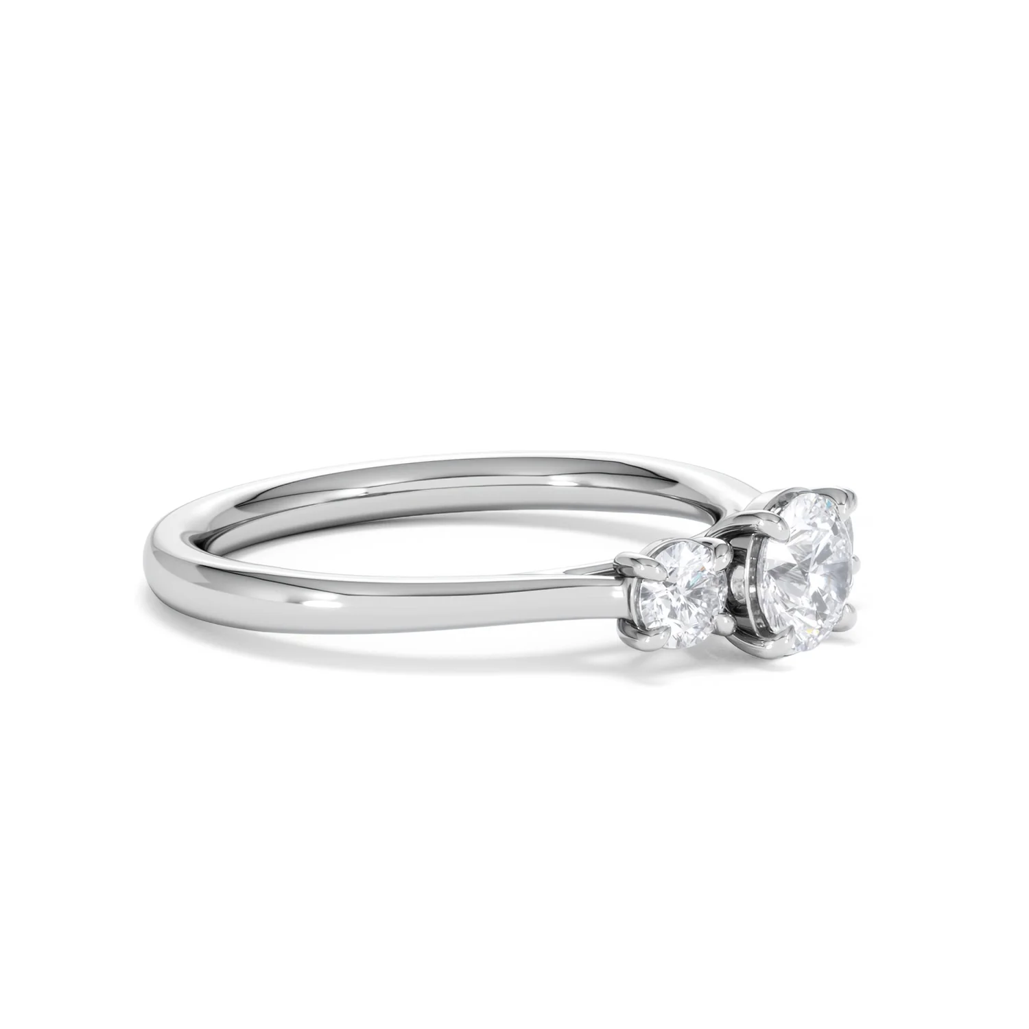 Evoke 3 Stone Round Cut Lab Diamond Ring 0.50ct in 9K White Gold - Image 20