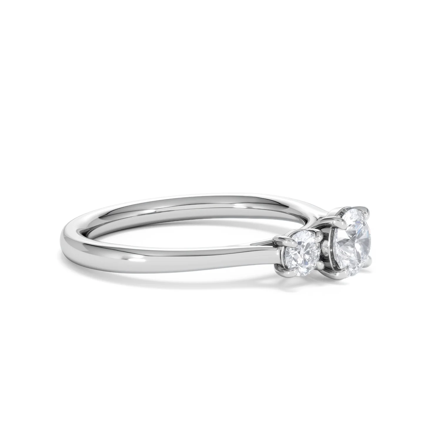 Evoke 3 Stone Round Cut Lab Diamond Ring 0.50ct in 9K White Gold - Image 21