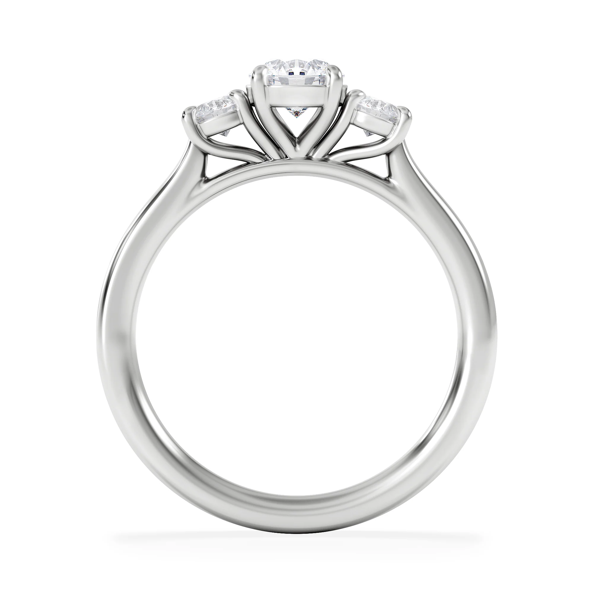 Evoke 3 Stone Round Cut Lab Diamond Ring 0.50ct in 9K White Gold - Image 3