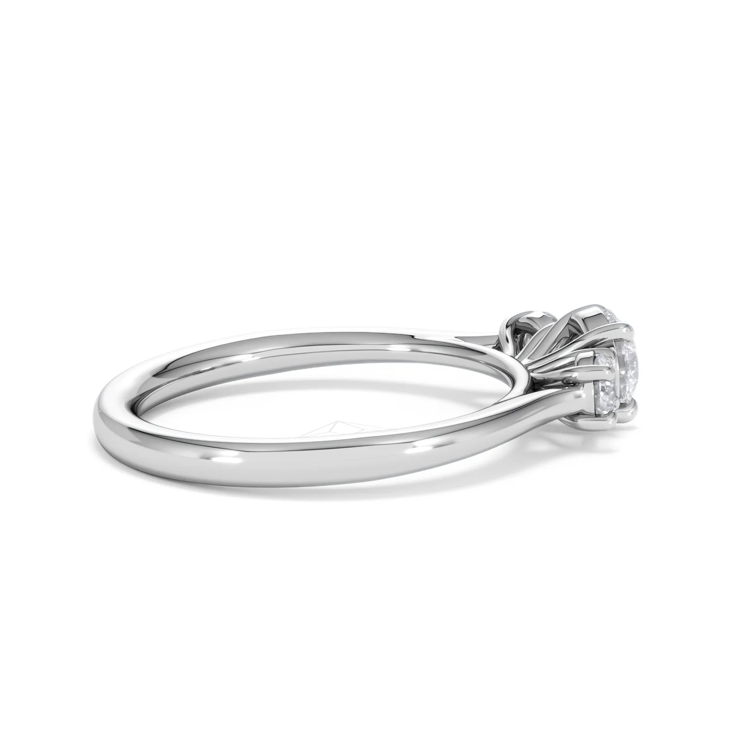 Evoke 3 Stone Round Cut Lab Diamond Ring 0.50ct in 9K White Gold - Image 31