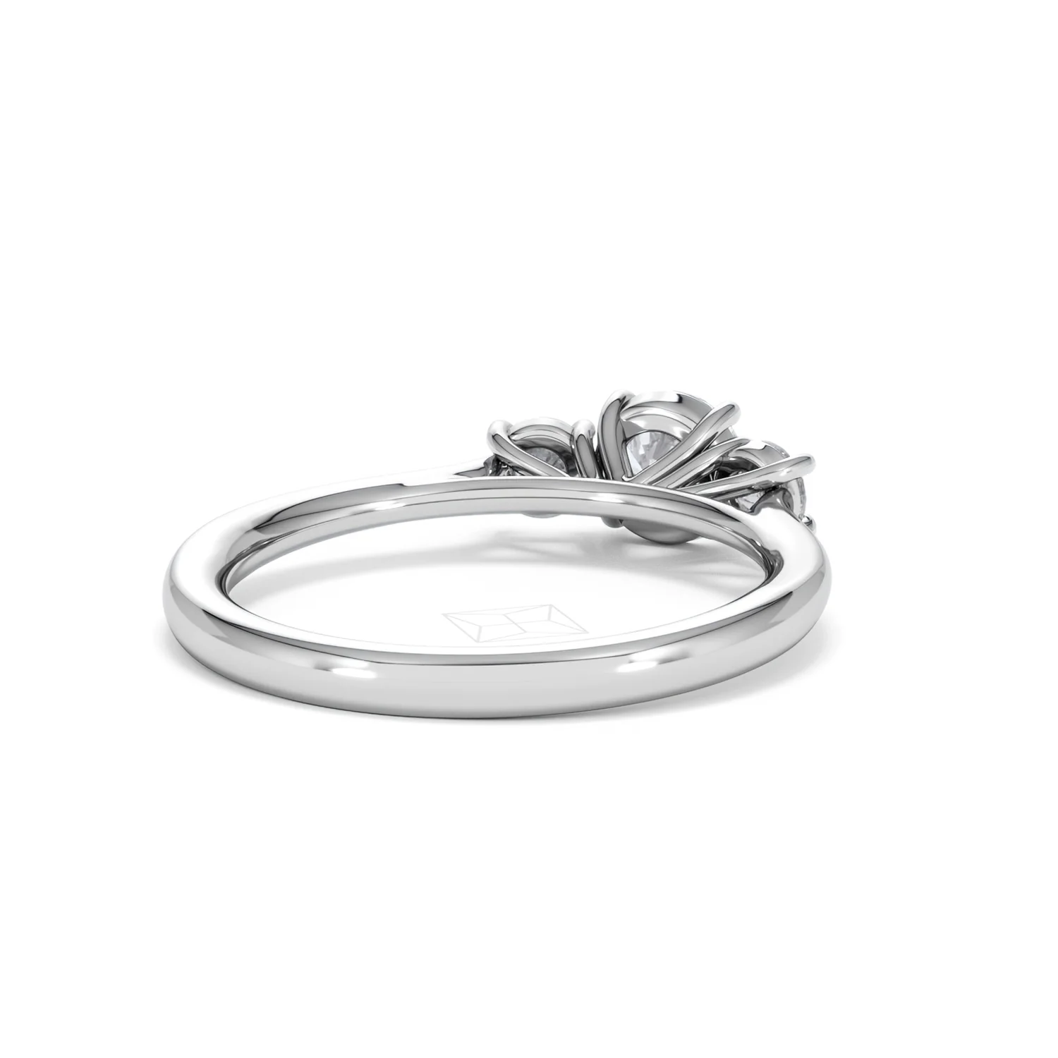 Evoke 3 Stone Round Cut Lab Diamond Ring 0.50ct in 9K White Gold - Image 42