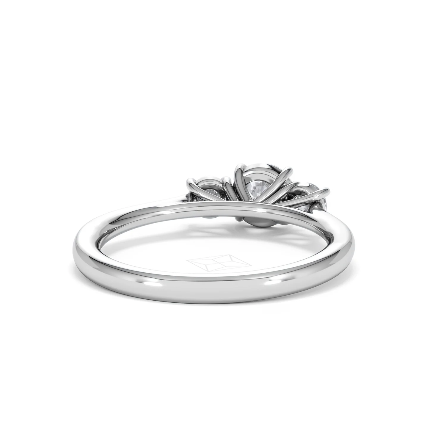 Evoke 3 Stone Round Cut Lab Diamond Ring 0.50ct in 9K White Gold - Image 44
