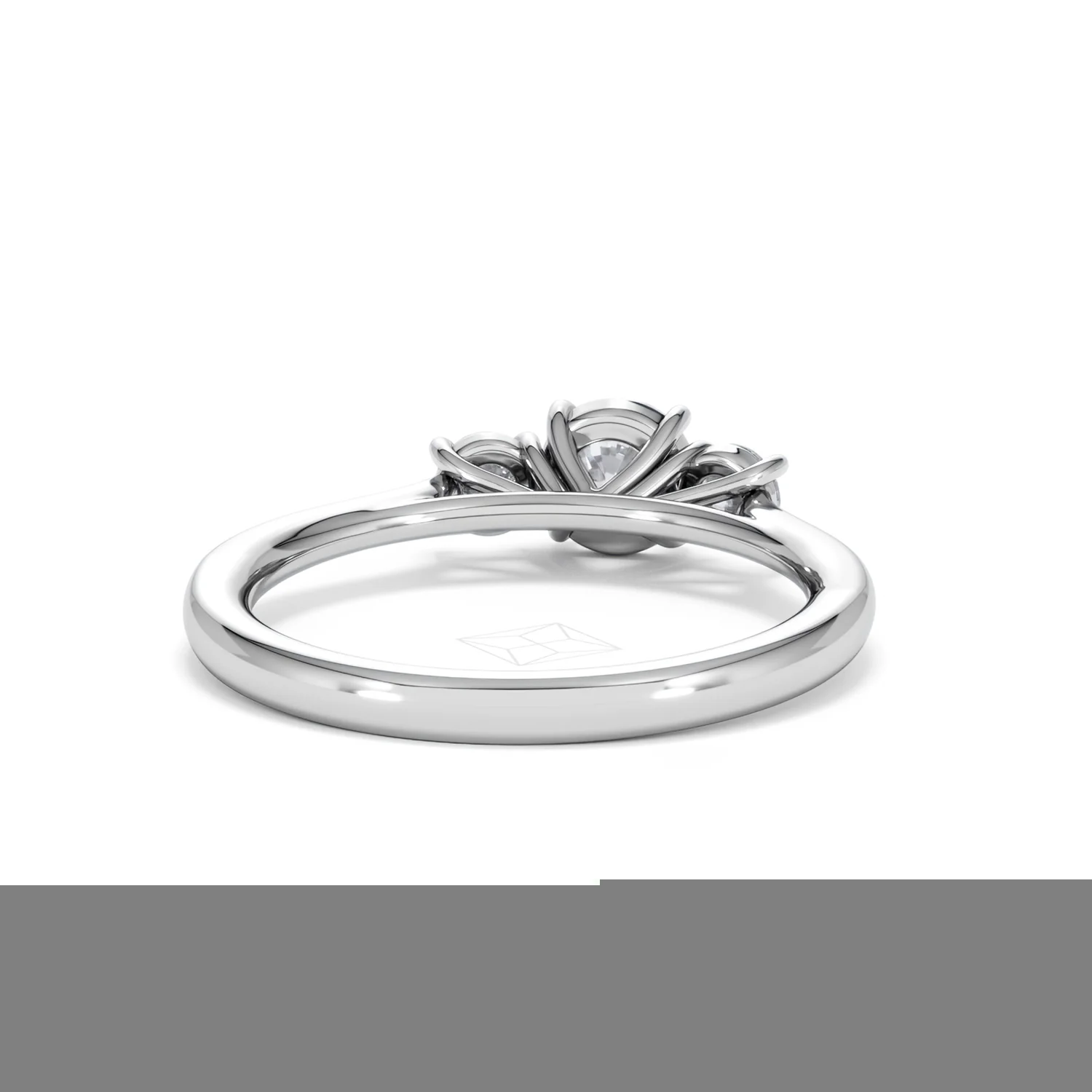 Evoke 3 Stone Round Cut Lab Diamond Ring 0.50ct in 9K White Gold - Image 45