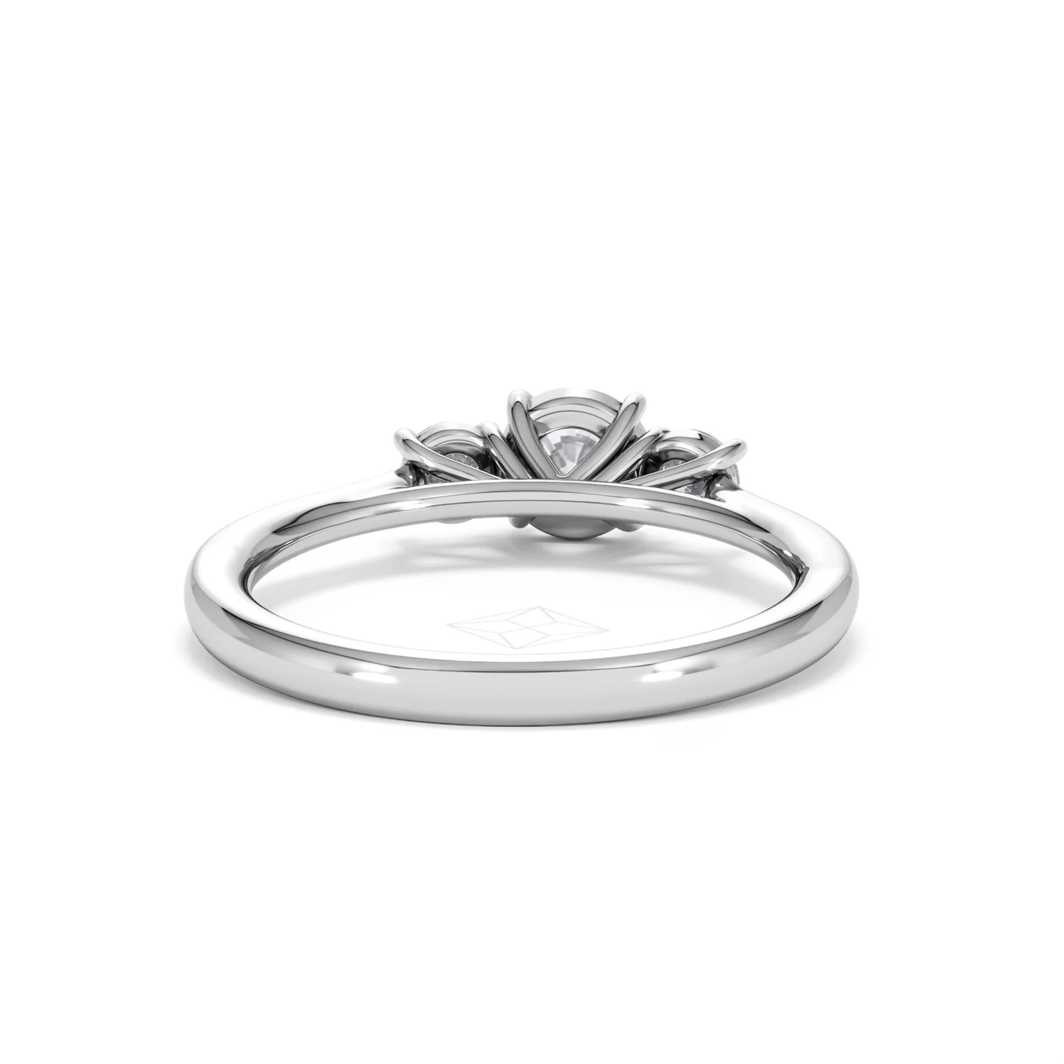 Evoke 3 Stone Round Cut Lab Diamond Ring 0.50ct in 9K White Gold - Image 46