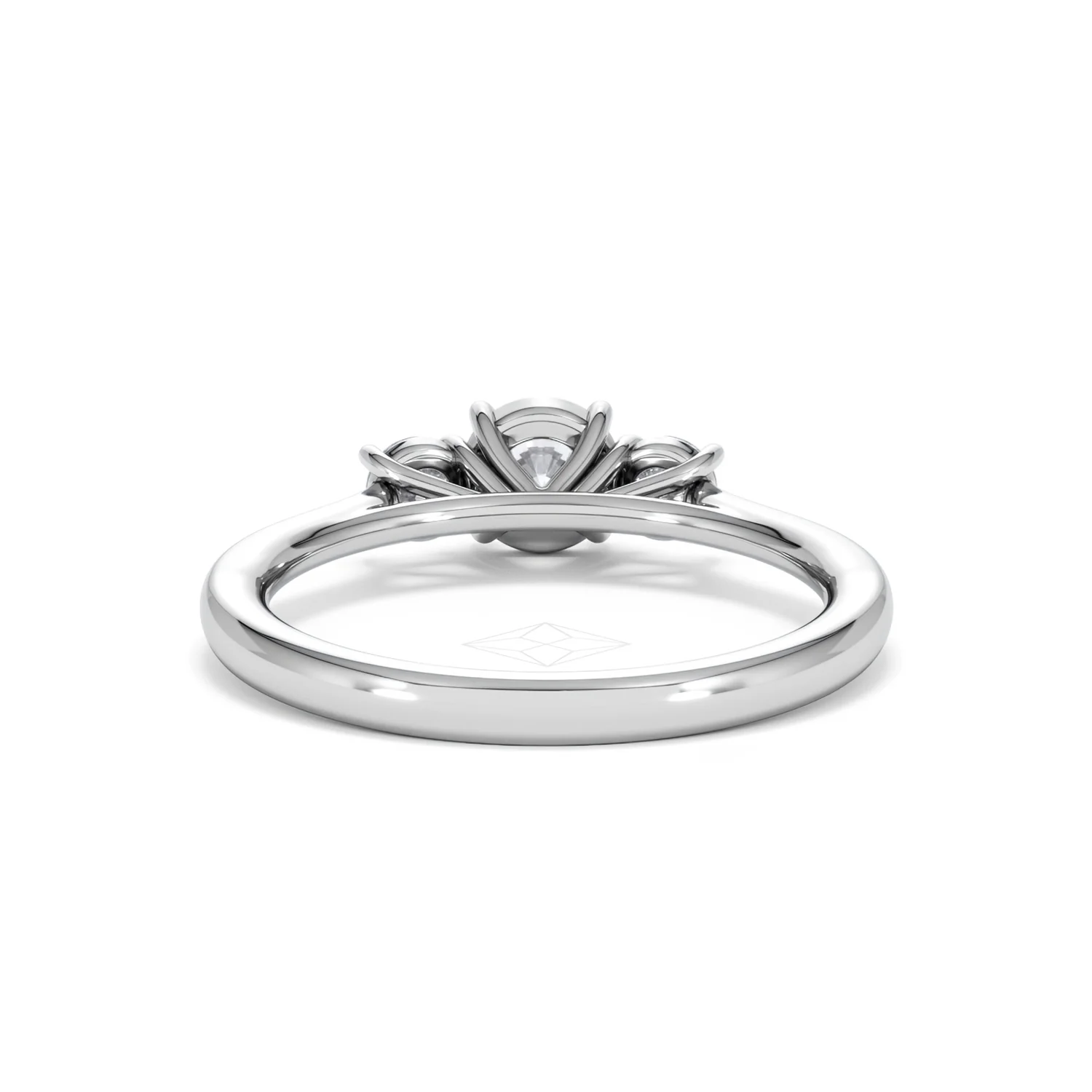 Evoke 3 Stone Round Cut Lab Diamond Ring 0.50ct in 9K White Gold - Image 48
