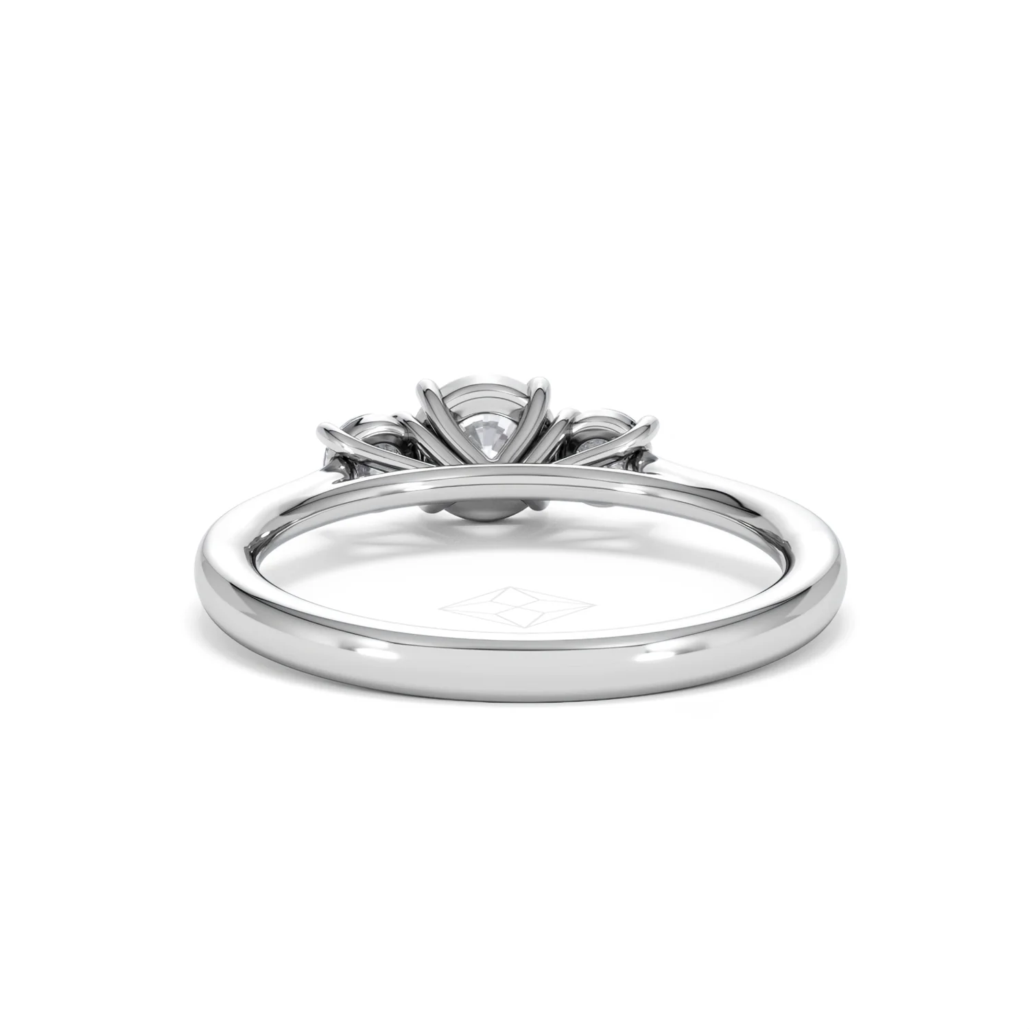 Evoke 3 Stone Round Cut Lab Diamond Ring 0.50ct in 9K White Gold - Image 49