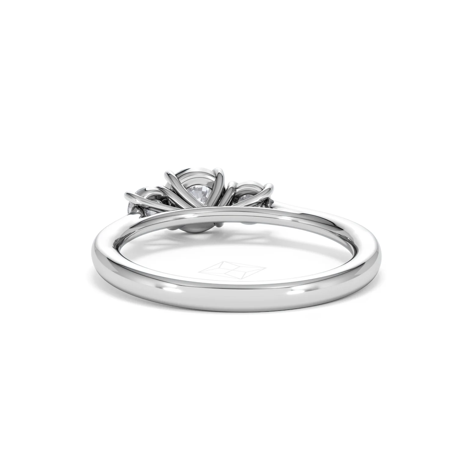 Evoke 3 Stone Round Cut Lab Diamond Ring 0.50ct in 9K White Gold - Image 51