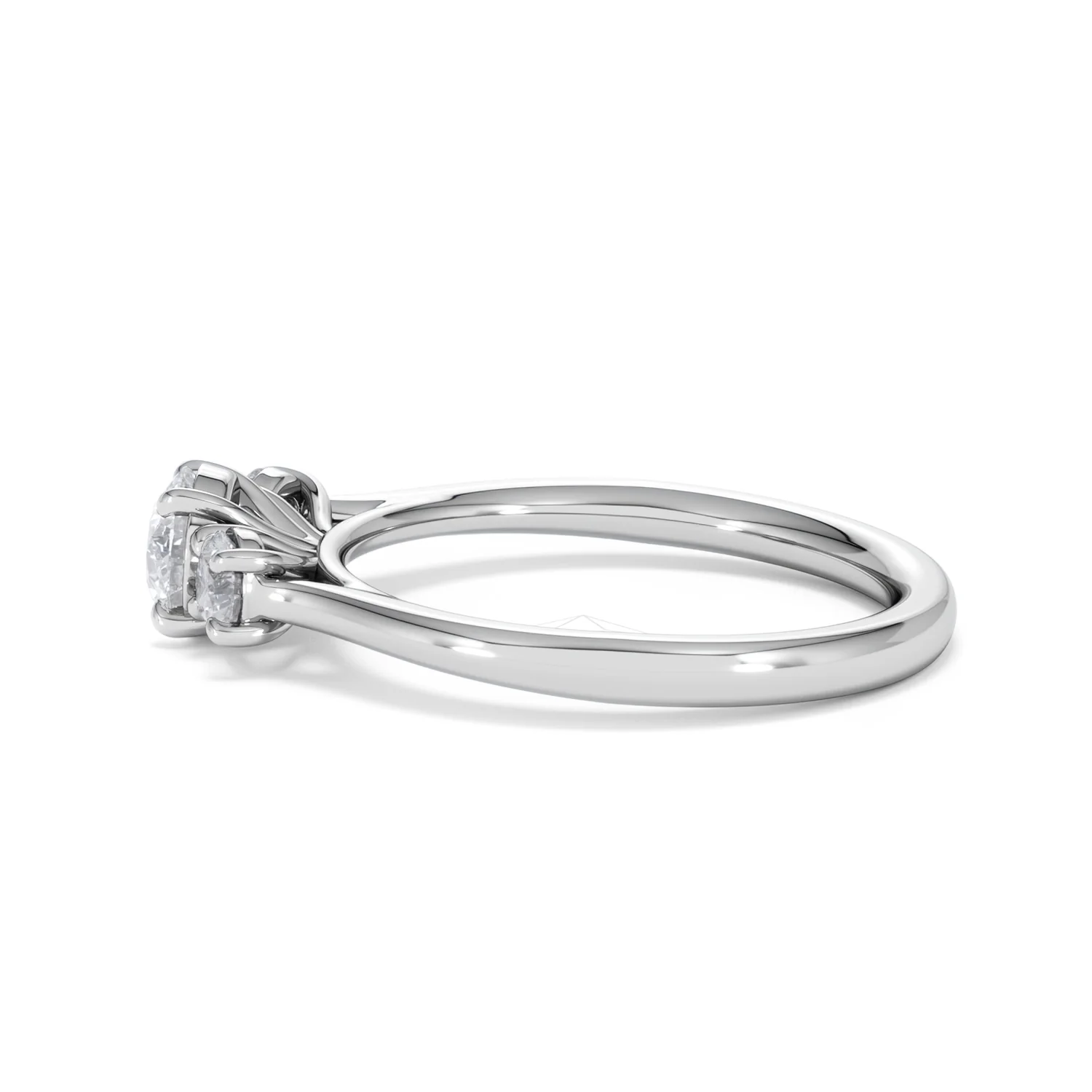 Evoke 3 Stone Round Cut Lab Diamond Ring 0.50ct in 9K White Gold - Image 67