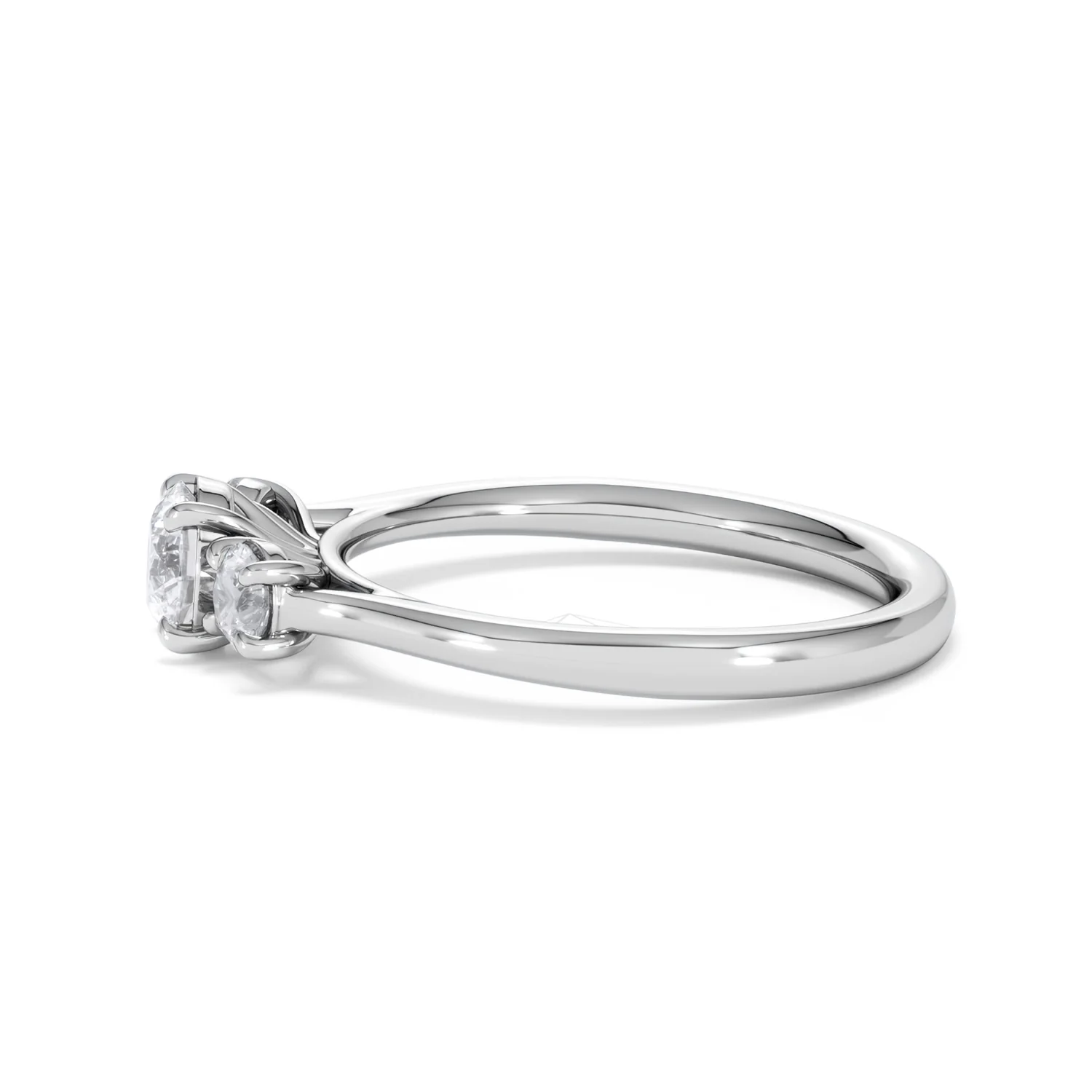 Evoke 3 Stone Round Cut Lab Diamond Ring 0.50ct in 9K White Gold - Image 69