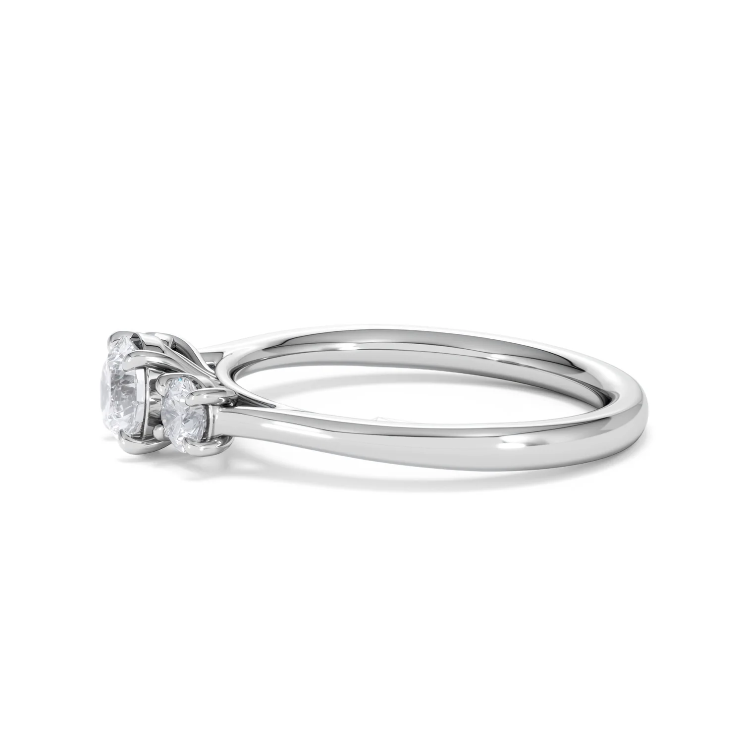Evoke 3 Stone Round Cut Lab Diamond Ring 0.50ct in 9K White Gold - Image 71