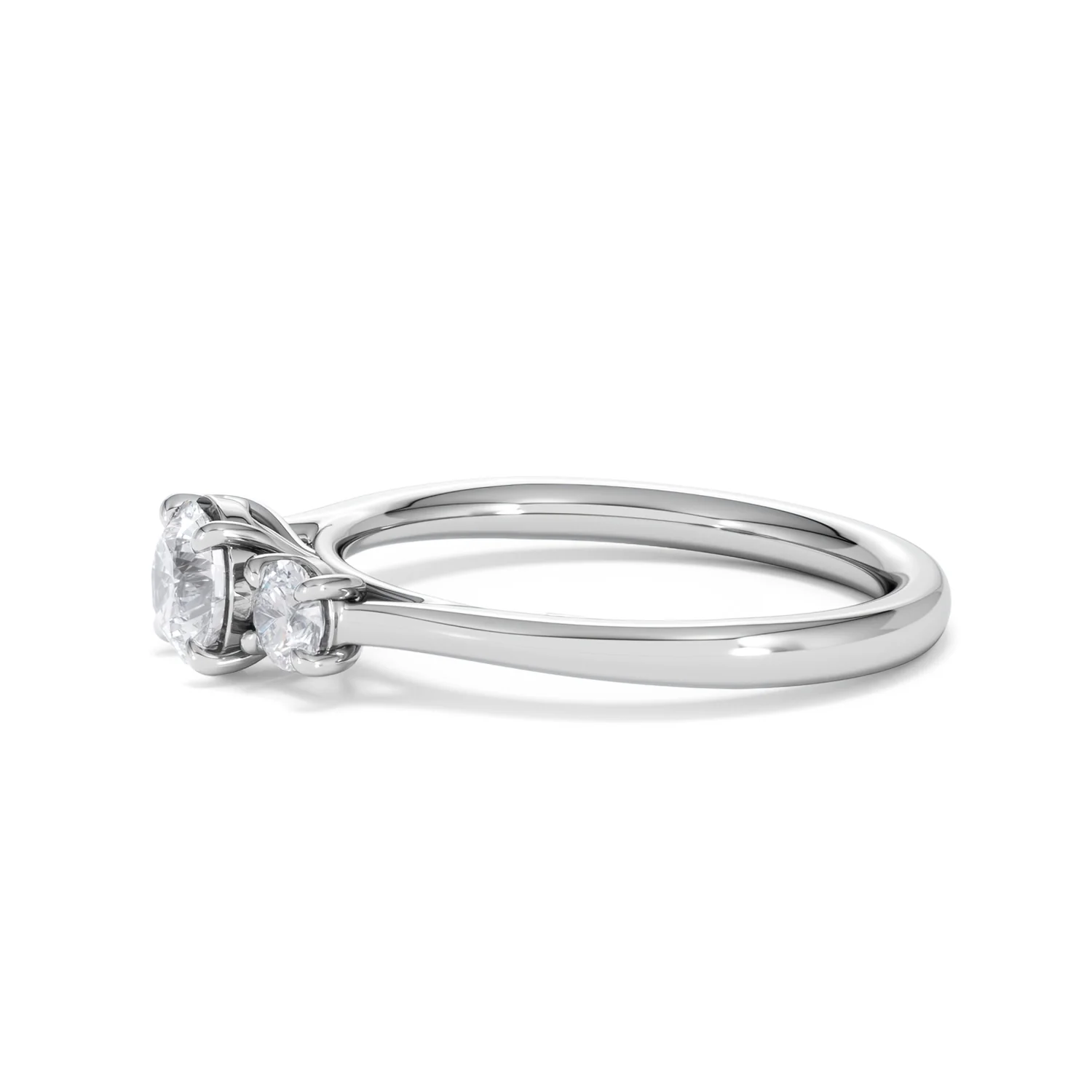 Evoke 3 Stone Round Cut Lab Diamond Ring 0.50ct in 9K White Gold - Image 72