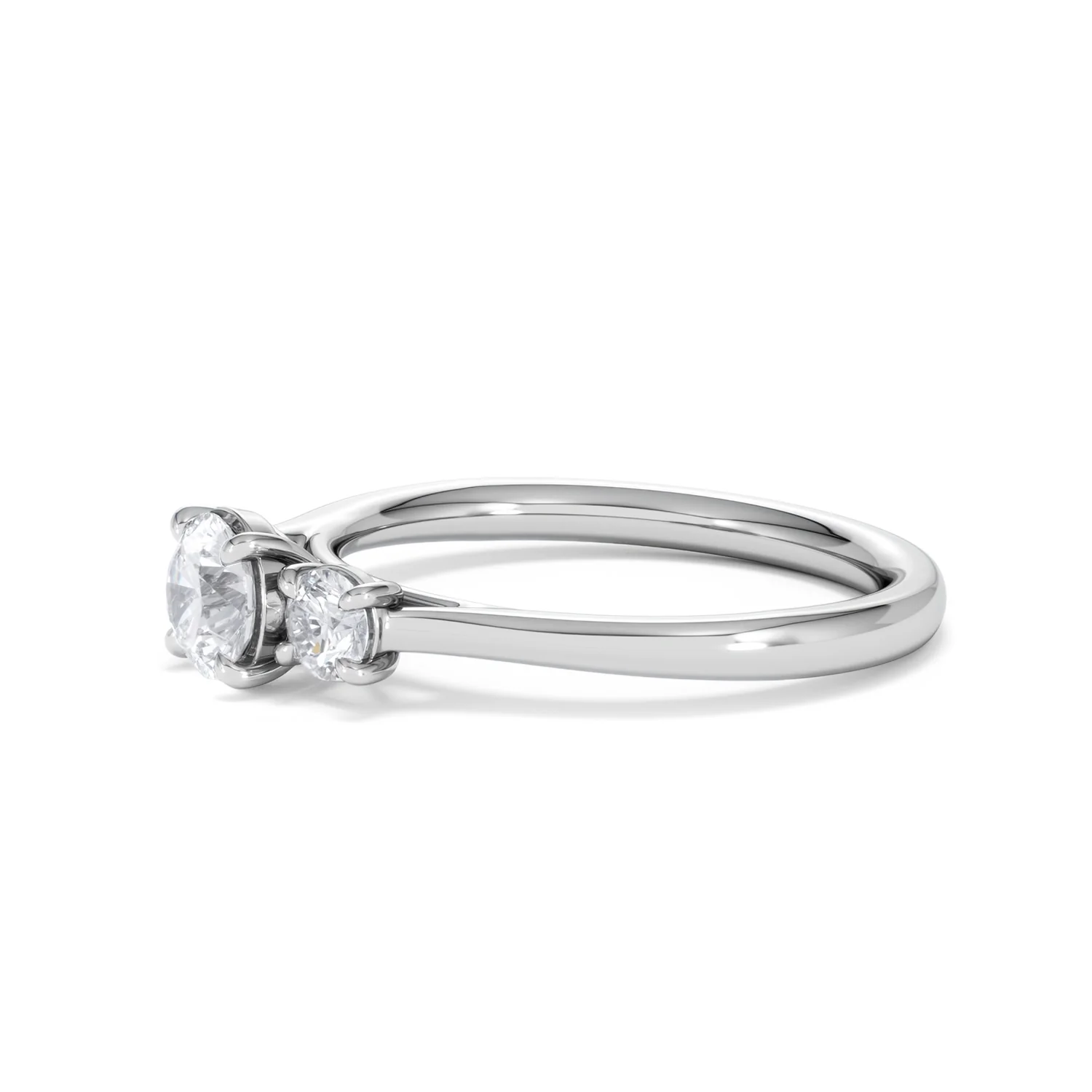 Evoke 3 Stone Round Cut Lab Diamond Ring 0.50ct in 9K White Gold - Image 74
