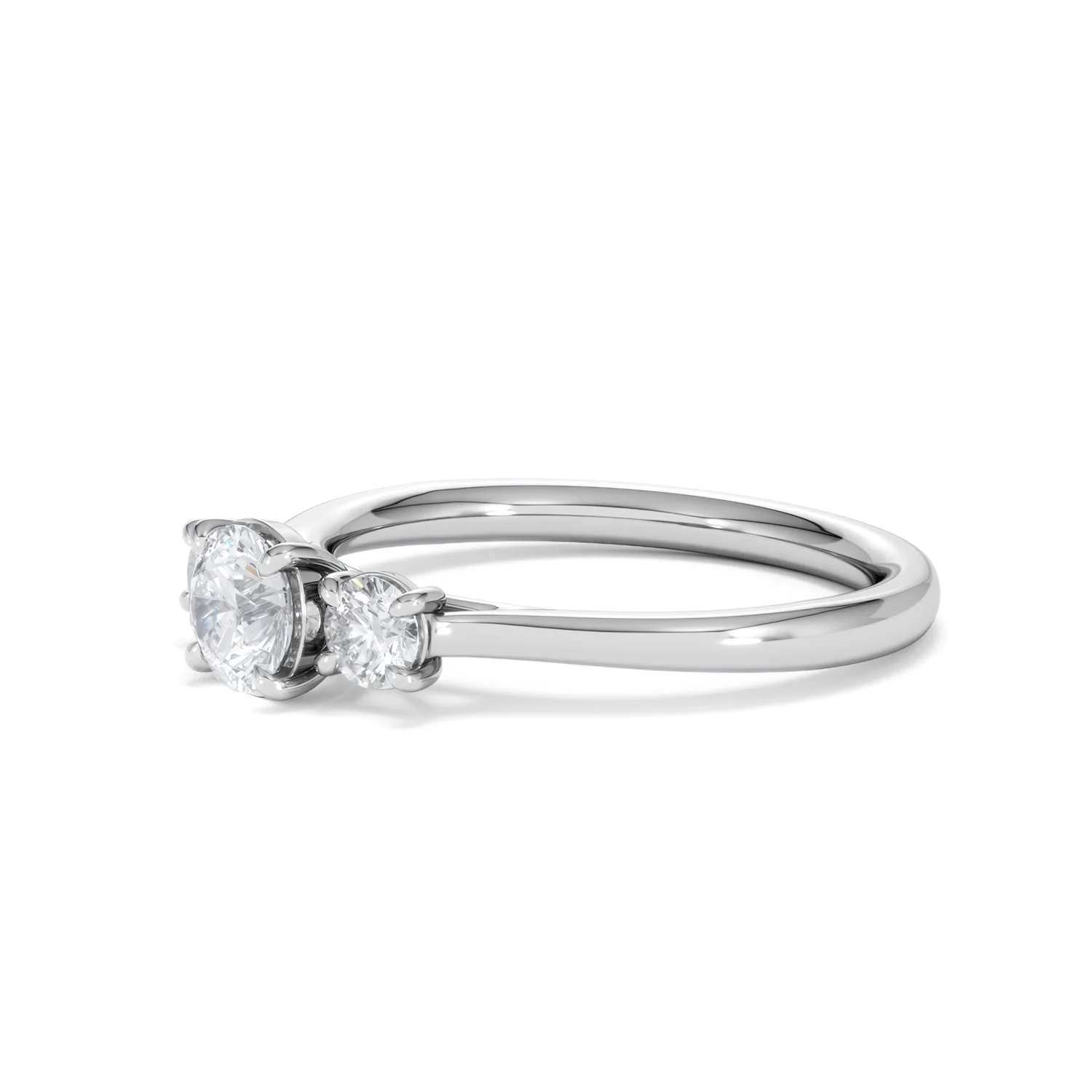 Evoke 3 Stone Round Cut Lab Diamond Ring 0.50ct in 9K White Gold - Image 76