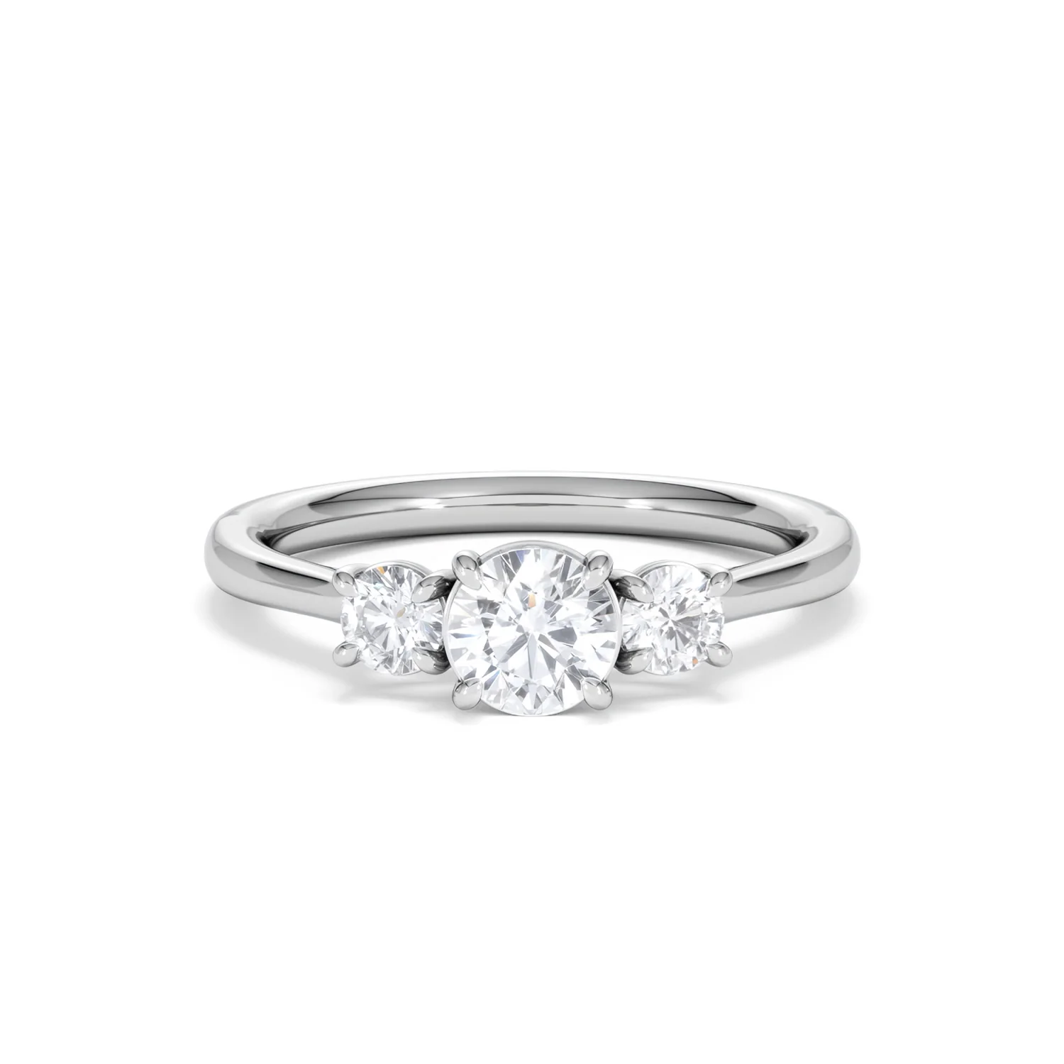 Evoke 3 Stone Round Cut Lab Diamond Ring 0.50ct in 9K White Gold - Image 8