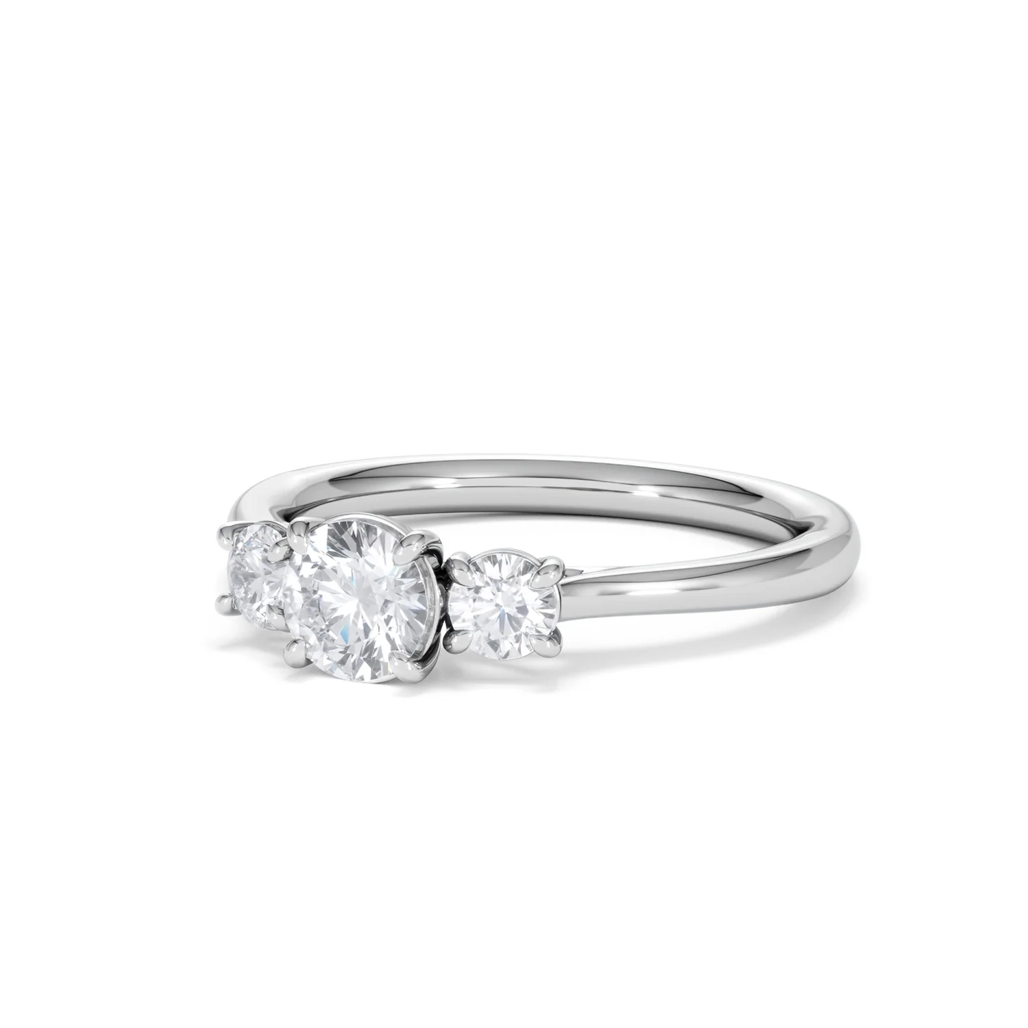 Evoke 3 Stone Round Cut Lab Diamond Ring 0.50ct in 9K White Gold - Image 82