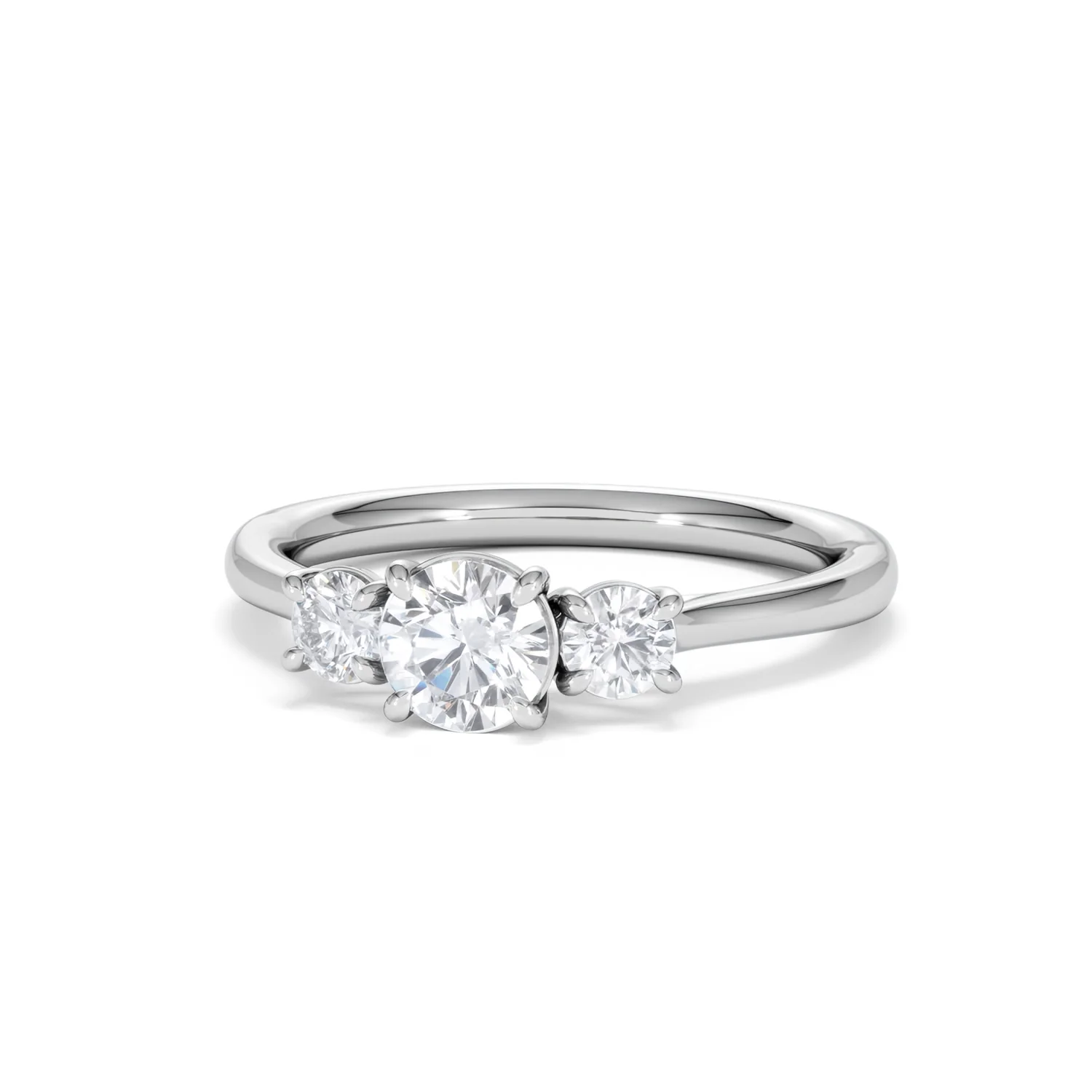 Evoke 3 Stone Round Cut Lab Diamond Ring 0.50ct in 9K White Gold - Image 85