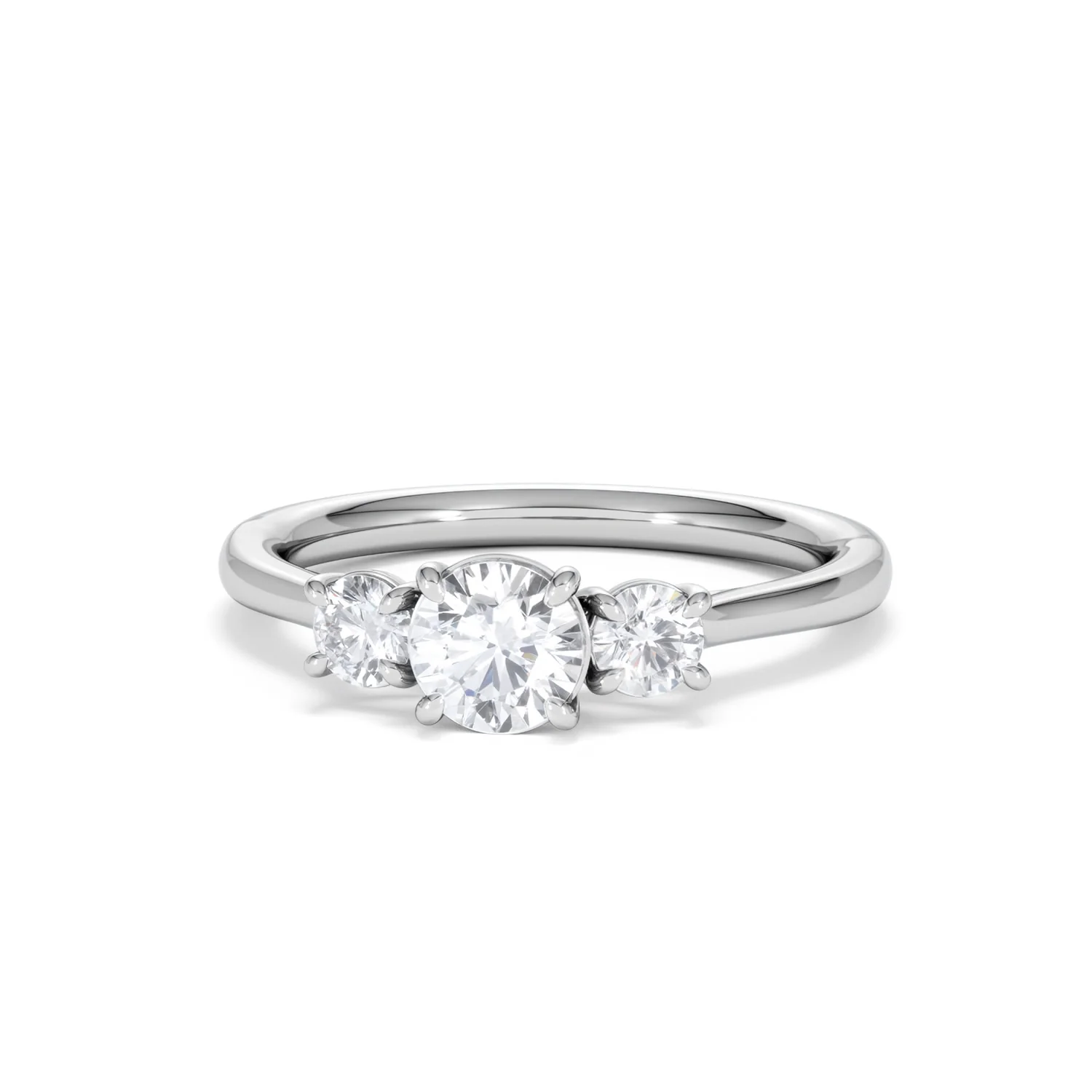 Evoke 3 Stone Round Cut Lab Diamond Ring 0.50ct in 9K White Gold - Image 86