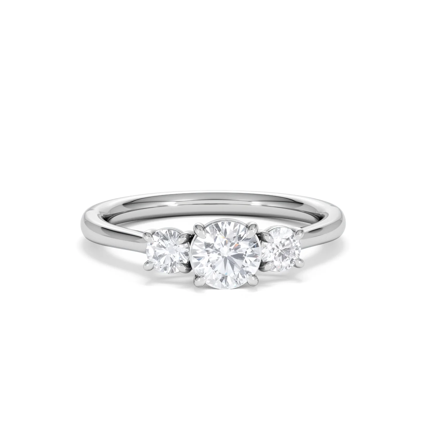 Evoke 3 Stone Round Cut Lab Diamond Ring 0.50ct in 9K White Gold - Image 9