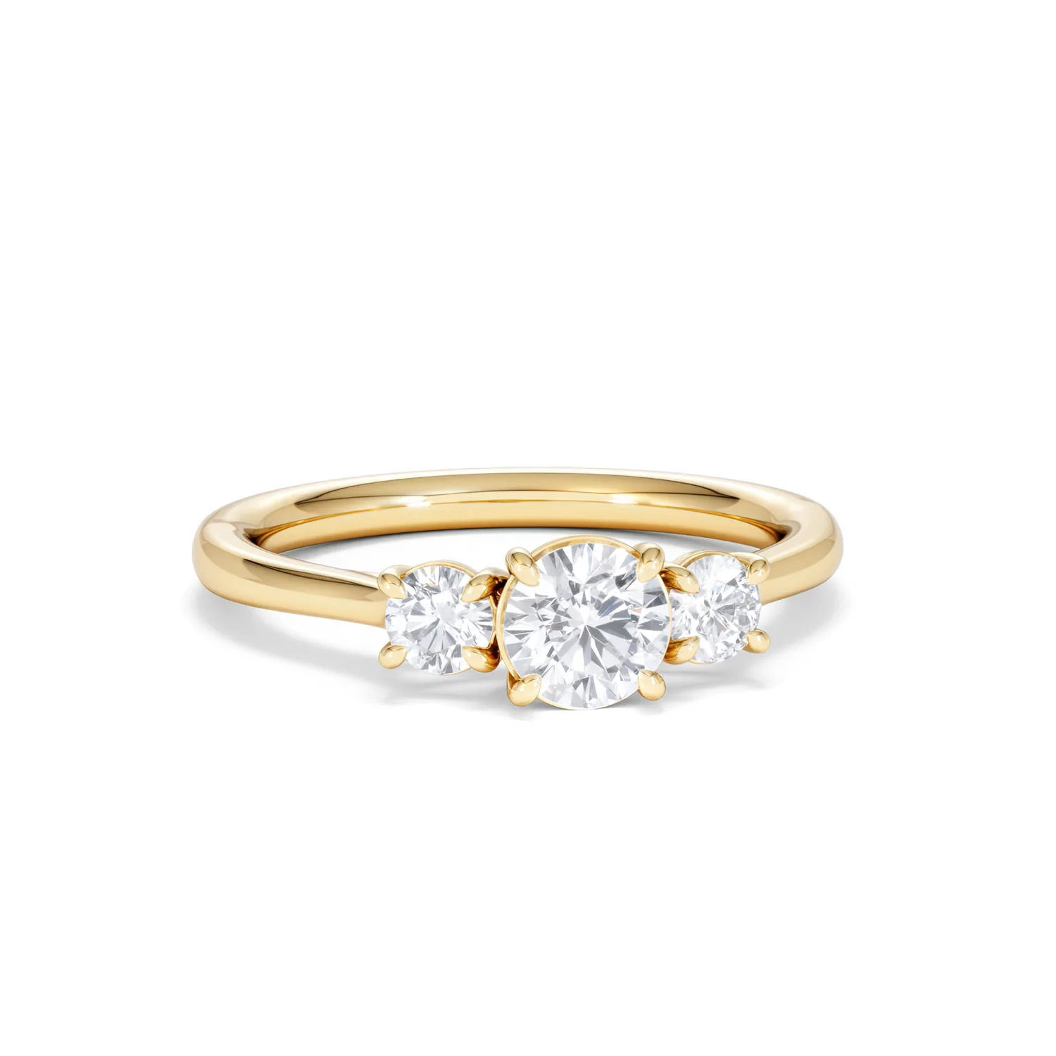 Evoke 3 Stone Round Cut Lab Diamond Ring 0.50ct in 9K Yellow Gold - Image 10