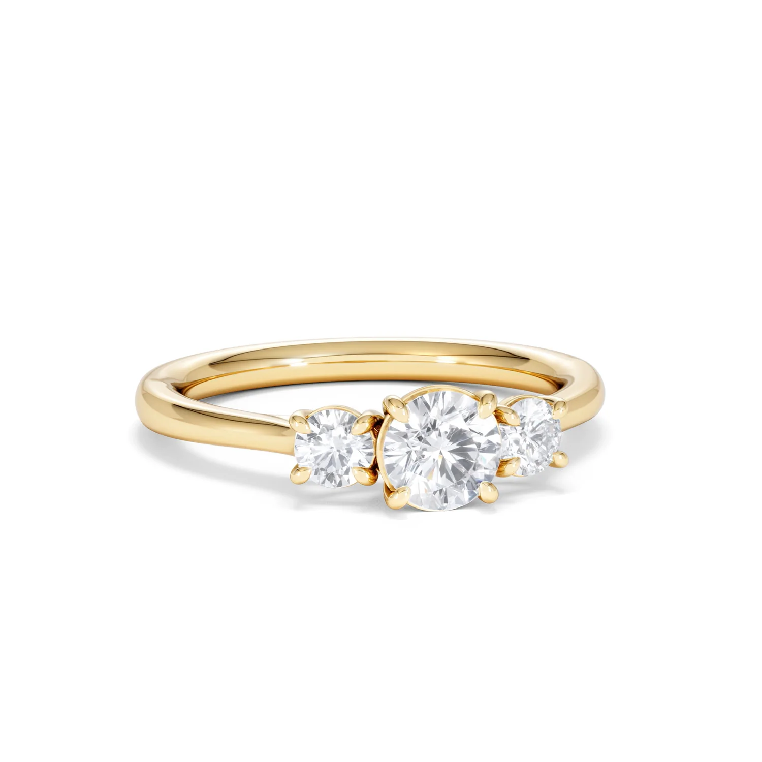Evoke 3 Stone Round Cut Lab Diamond Ring 0.50ct in 9K Yellow Gold - Image 11