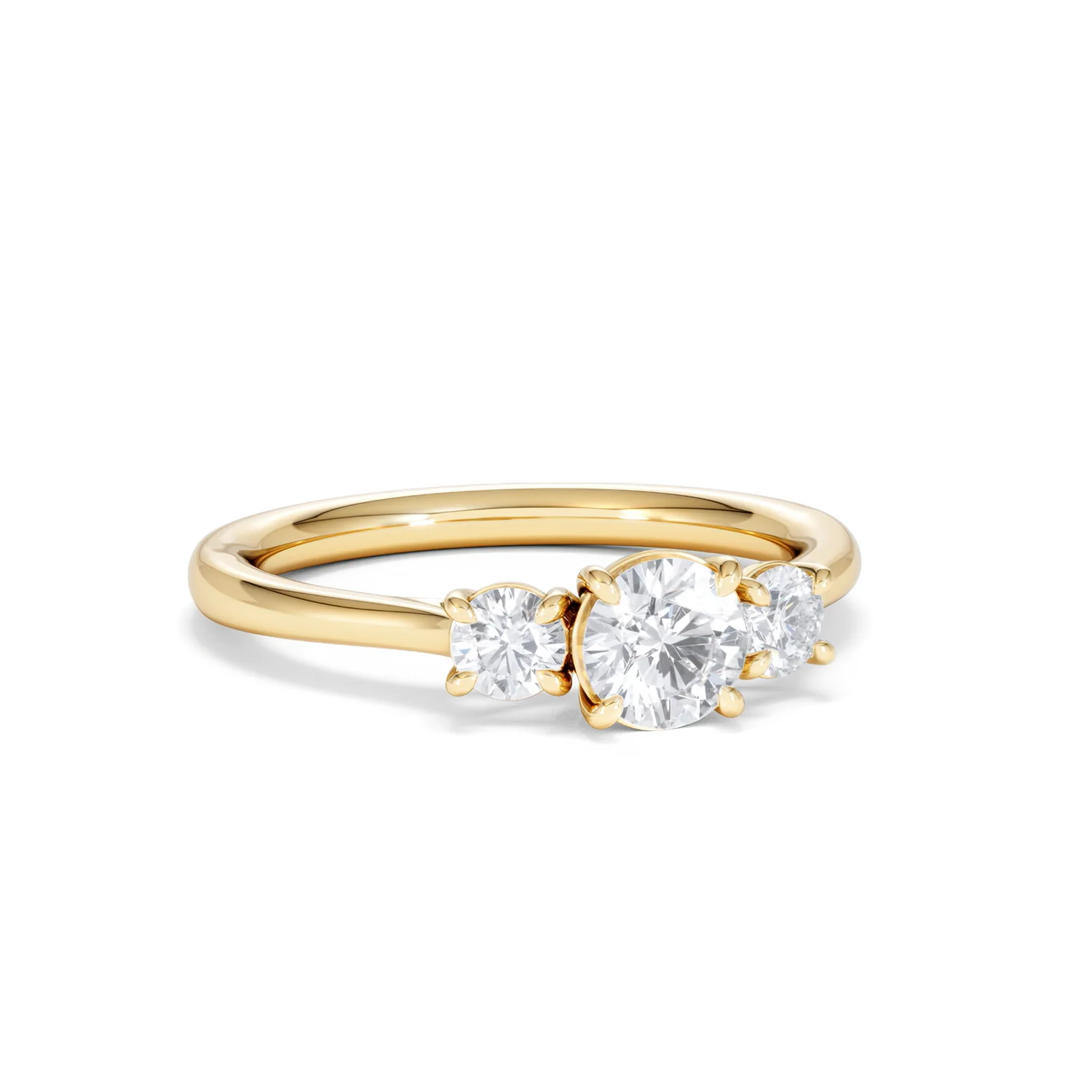 Evoke 3 Stone Round Cut Lab Diamond Ring 0.50ct in 9K Yellow Gold - Image 12