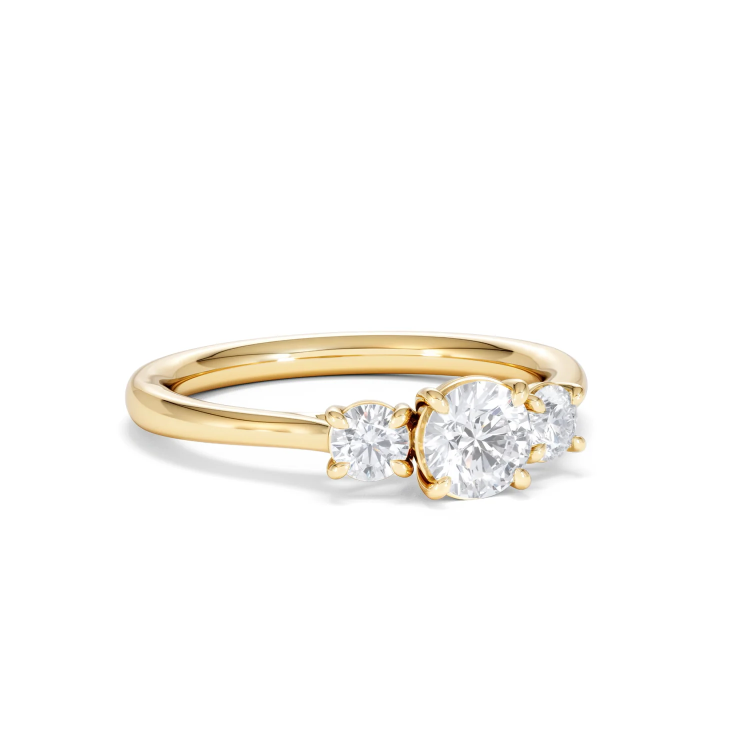 Evoke 3 Stone Round Cut Lab Diamond Ring 0.50ct in 9K Yellow Gold - Image 13