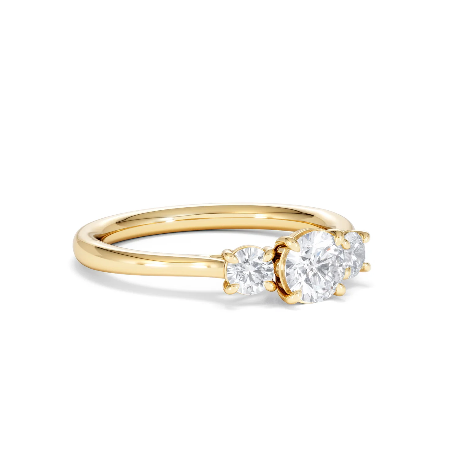 Evoke 3 Stone Round Cut Lab Diamond Ring 0.50ct in 9K Yellow Gold - Image 15