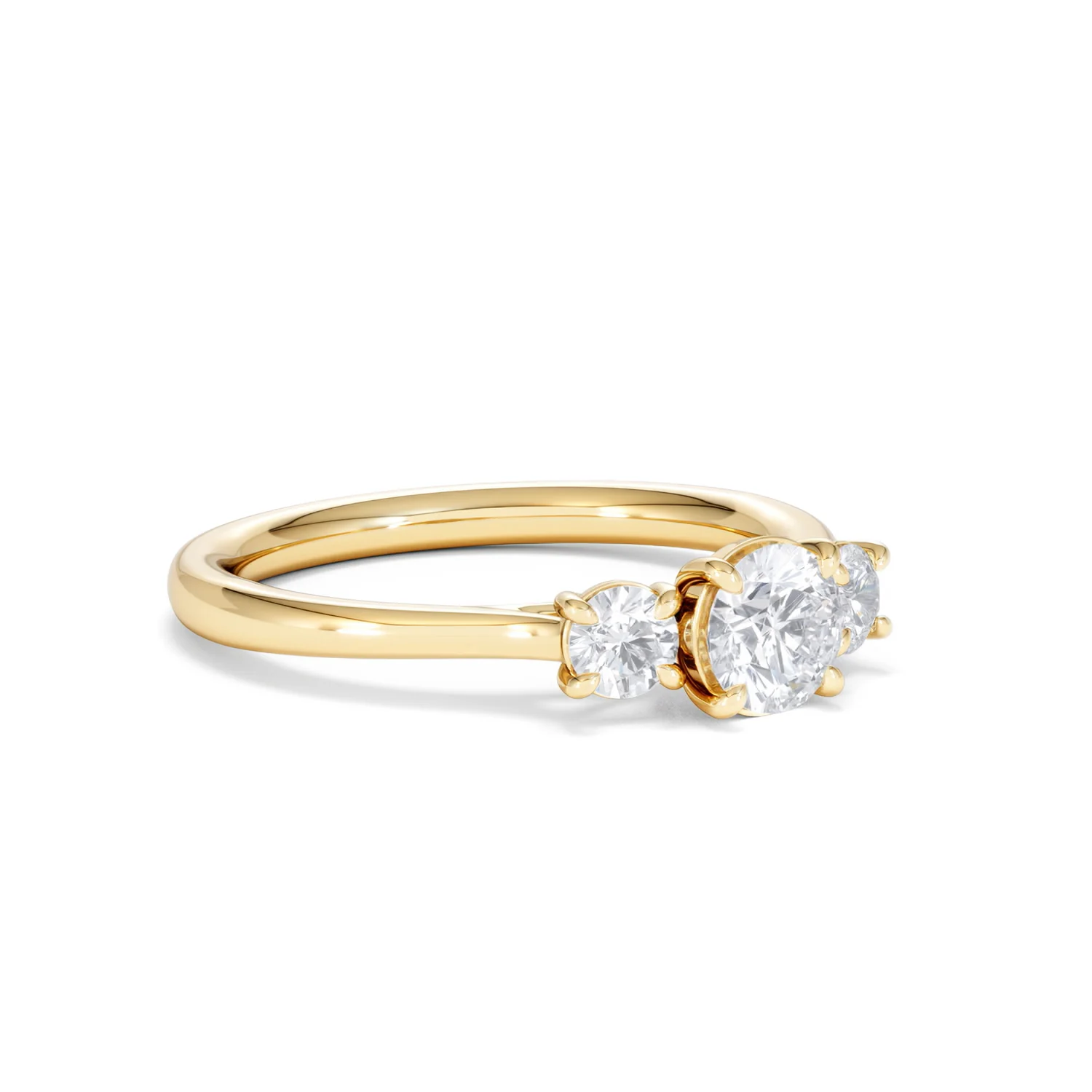 Evoke 3 Stone Round Cut Lab Diamond Ring 0.50ct in 9K Yellow Gold - Image 16