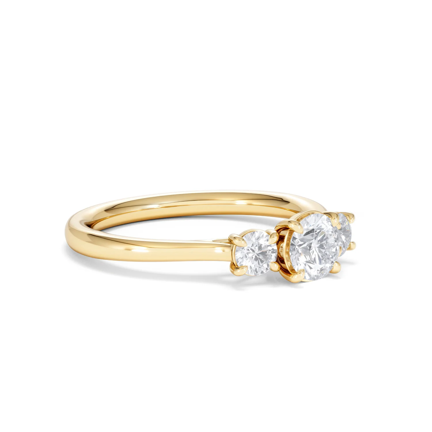 Evoke 3 Stone Round Cut Lab Diamond Ring 0.50ct in 9K Yellow Gold - Image 17