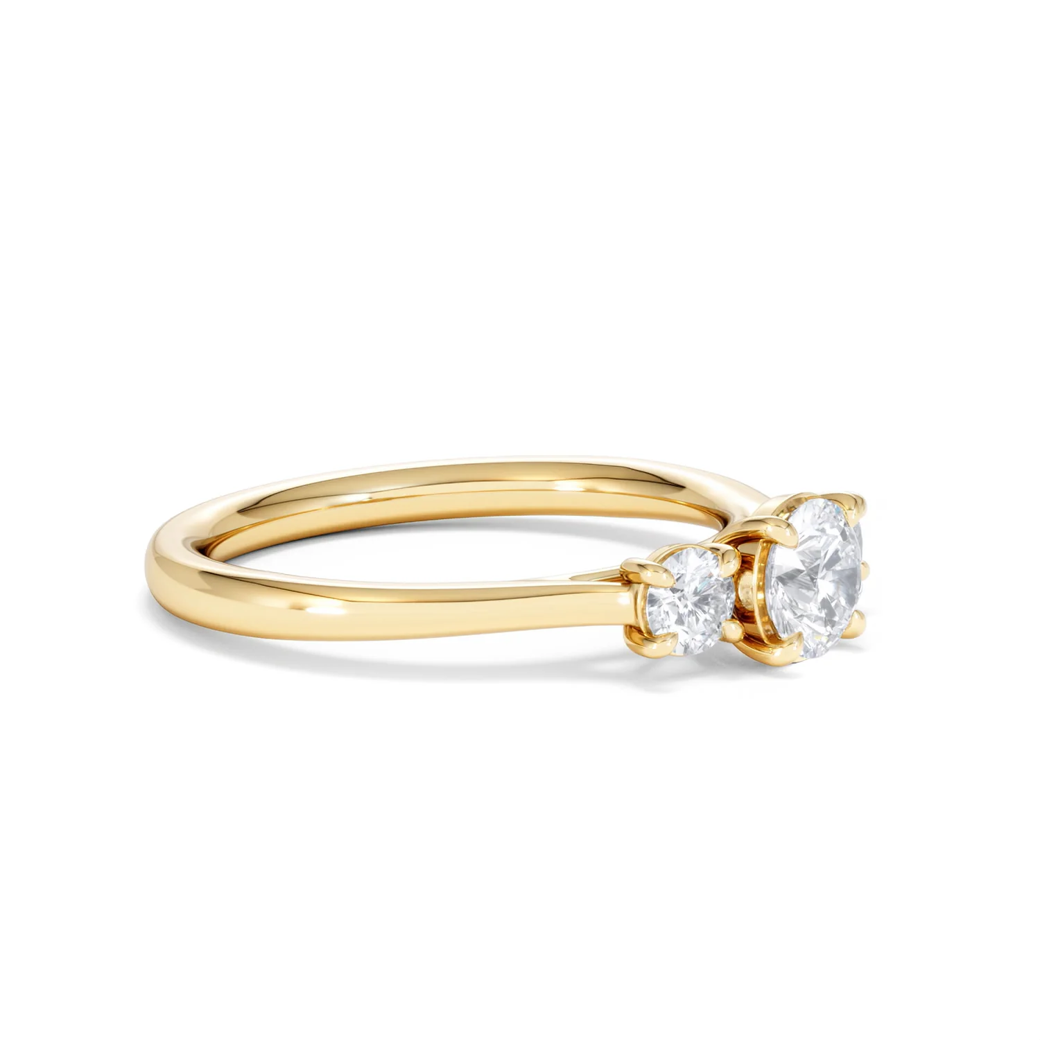 Evoke 3 Stone Round Cut Lab Diamond Ring 0.50ct in 9K Yellow Gold - Image 20